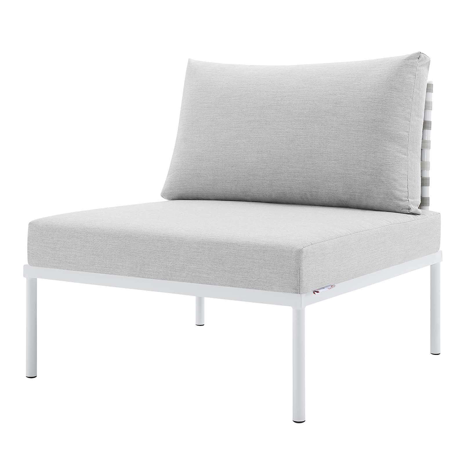 Modern Aluminum Grey Lounge Sectional Sofa Set with Table - Outdoor Patio Furniture for Garden, Cafe, Poolside & Backyard Relaxation
