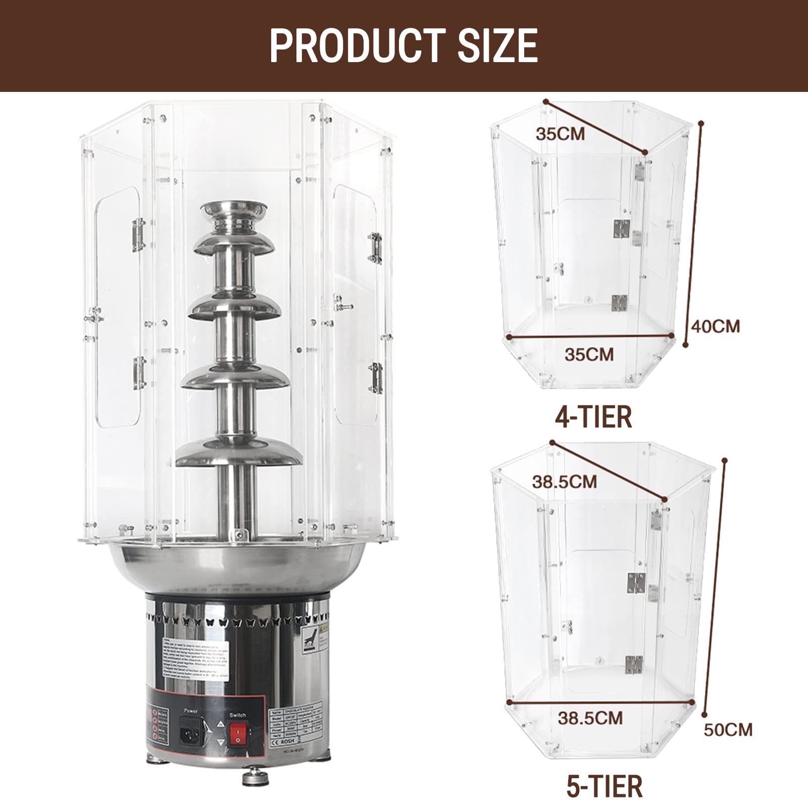 AIZYR PVC Chocolate Fondue Fountain Cover - 4/5/6/7 Tier Waterfall Machine Cover for Party, Wedding, Birthday & Christmas Events (5-Tier) | Durable & Easy-Clean PVC Material for Festive Celebrations & Catering Services