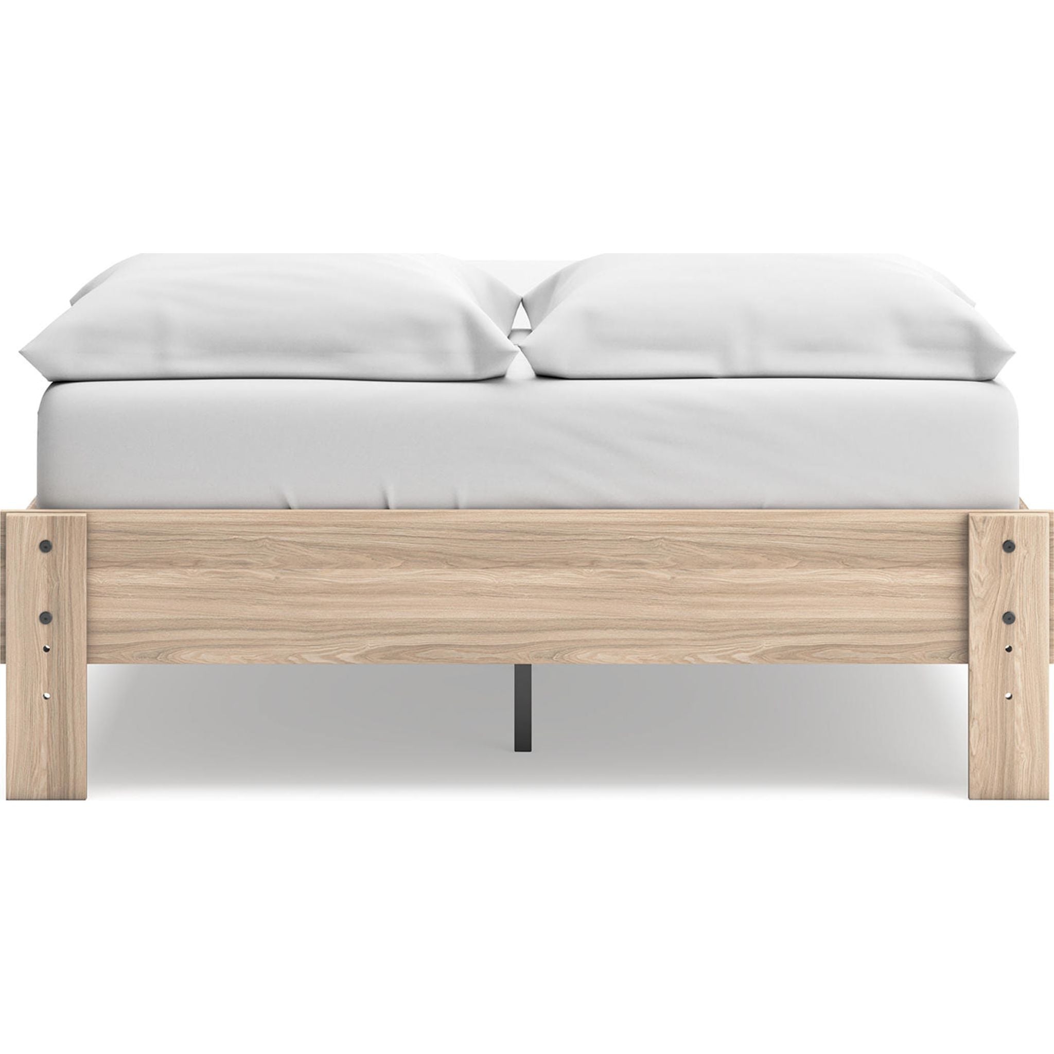 Battelle Full Platform Bed Frame in Tan - Modern Minimalist Wooden Bed with Sturdy Support - Perfect for Bedroom, Guest Room, and Small Space Living