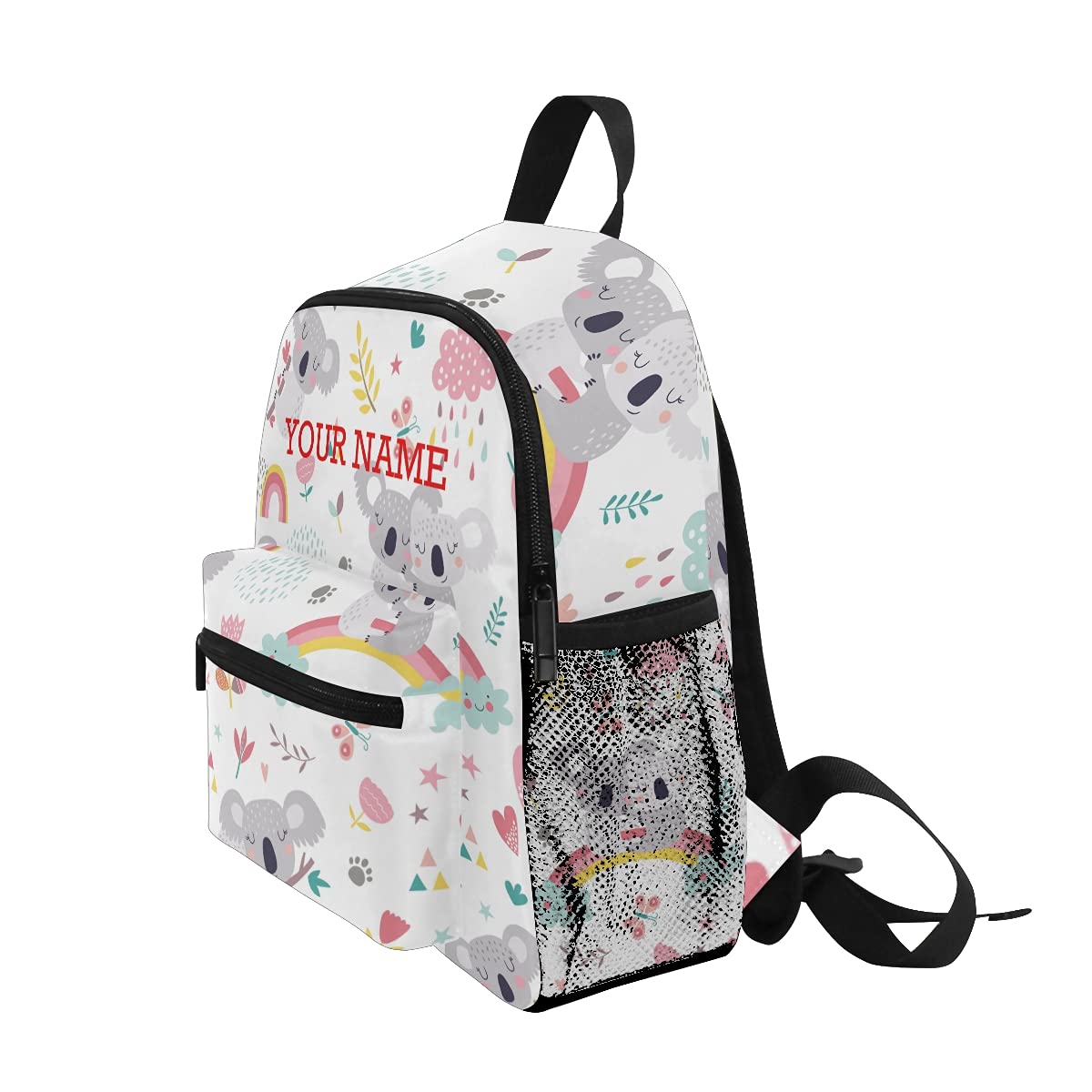 ODAWA Personalized Preschool Backpack with Name - Cute Rainbow Koala Design for Toddlers & Kids | Durable School Backpack for Kindergarten, Daycare & Travel