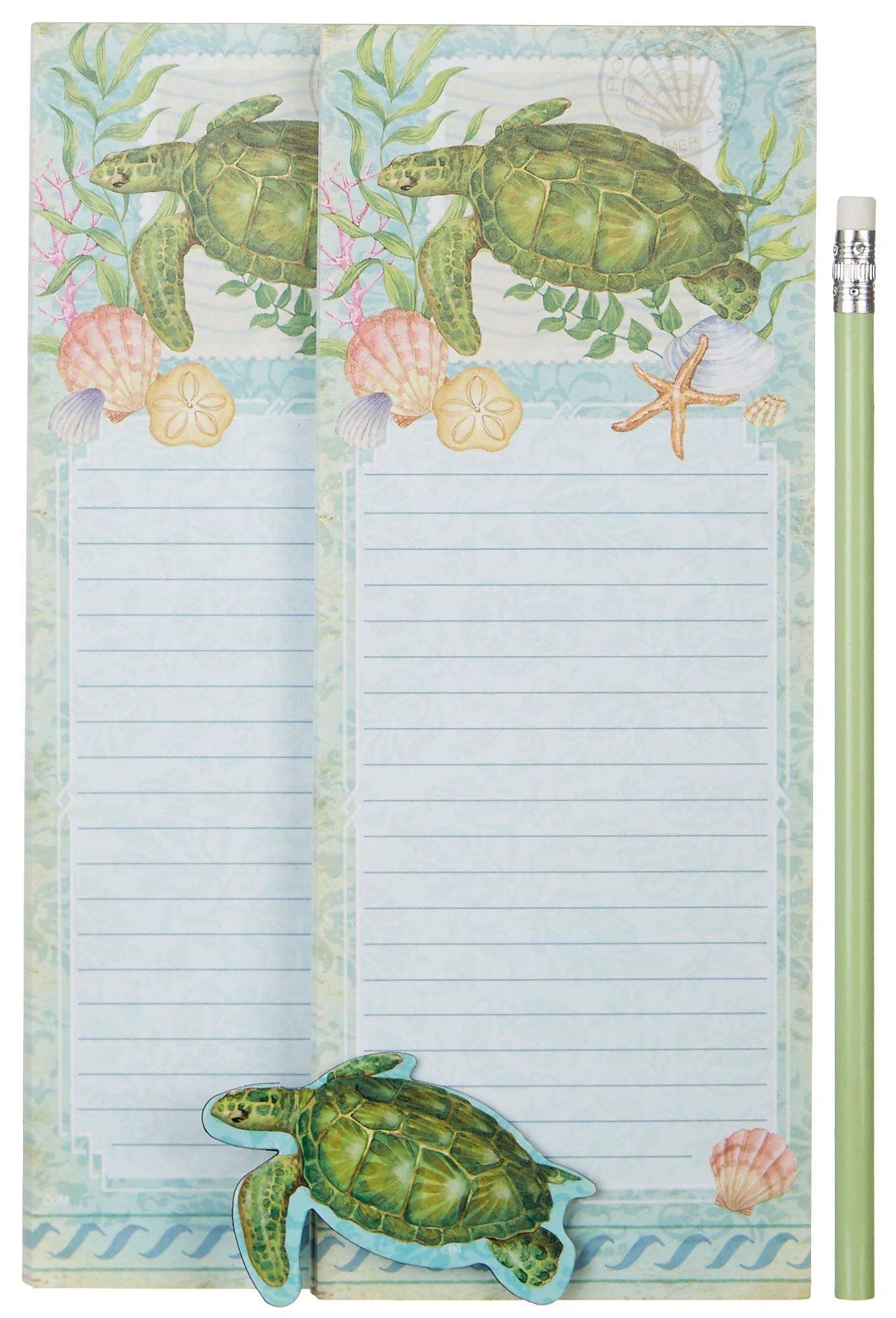 Cape Shore Magnetic Notepad Set - 2 Pack with Sea Turtle Design Memo Pads, Strong Refrigerator Magnets for Kitchen, Office & Home Organization - Perfect for Grocery Lists, Reminders & Notes