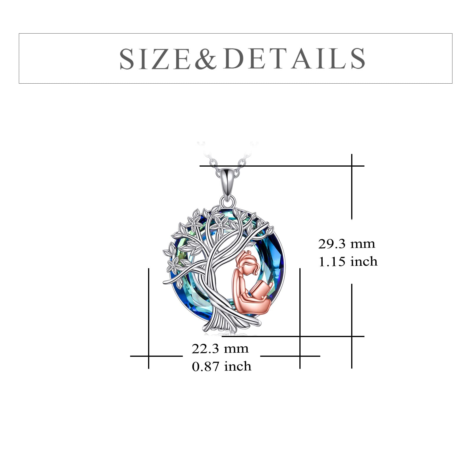 YFN Tree of Life Necklace - Sterling Silver Crystal Pendant Jewelry for Women | Elegant Graduation Gift, Birthday Present | Perfect for Spiritual Healing, Meditation & Special Occasions