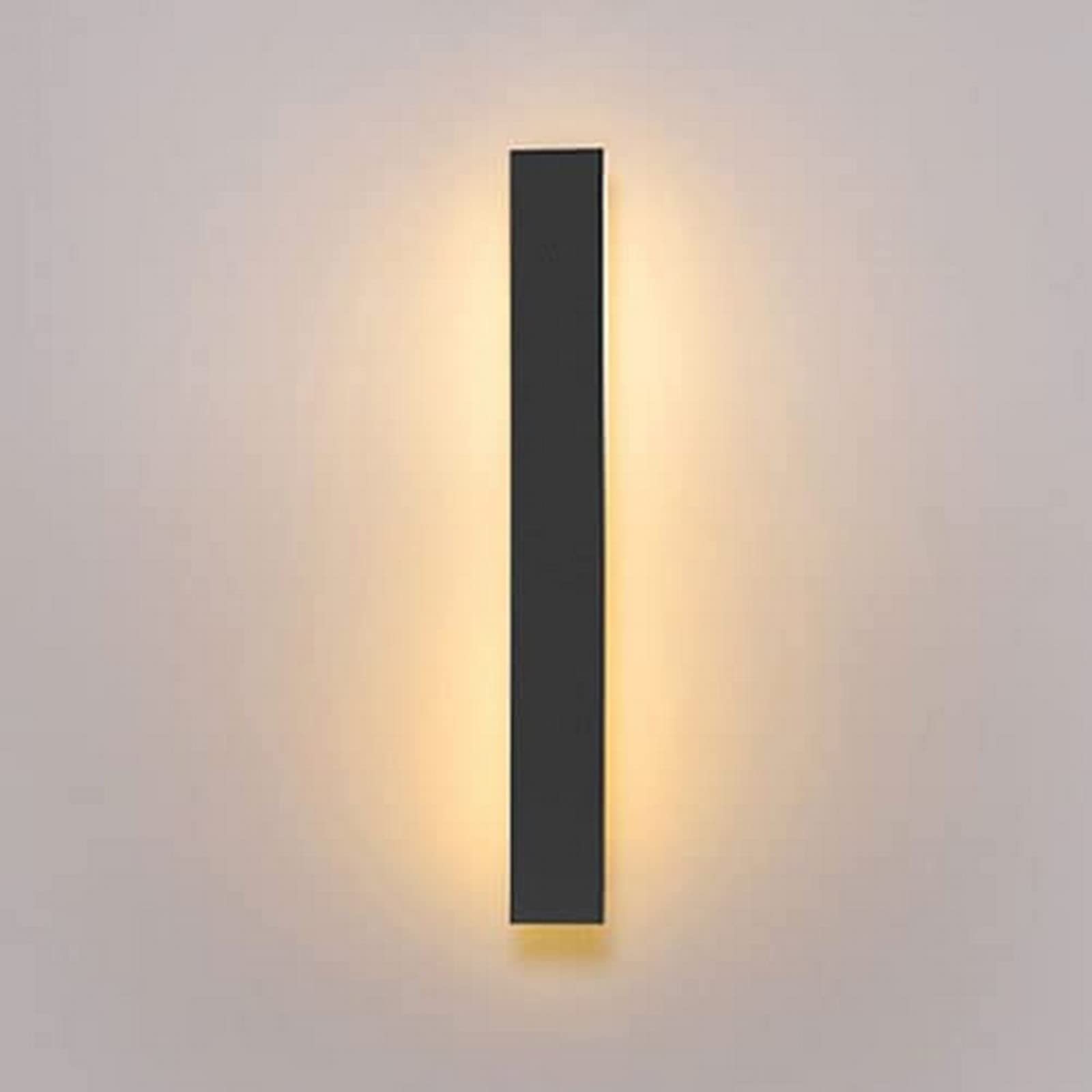 30cm Black LED Rectangular Wall Light Fixture - Waterproof Outdoor Mirror Light Strip for Porch, Living Room & Wall Decor | Durable Linear Wall Sconce for Patio, Garden & Home Exterior Lighting
