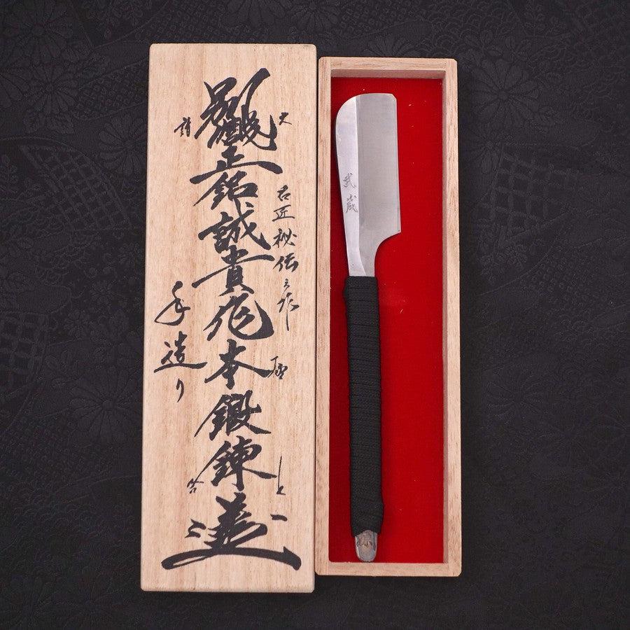 Premium Japanese Kamisori Razor - Blue Steel #2 Suminagashi with Cord Handle (50mm) - Perfect for Professional Barbers & Traditional Shaving Enthusiasts