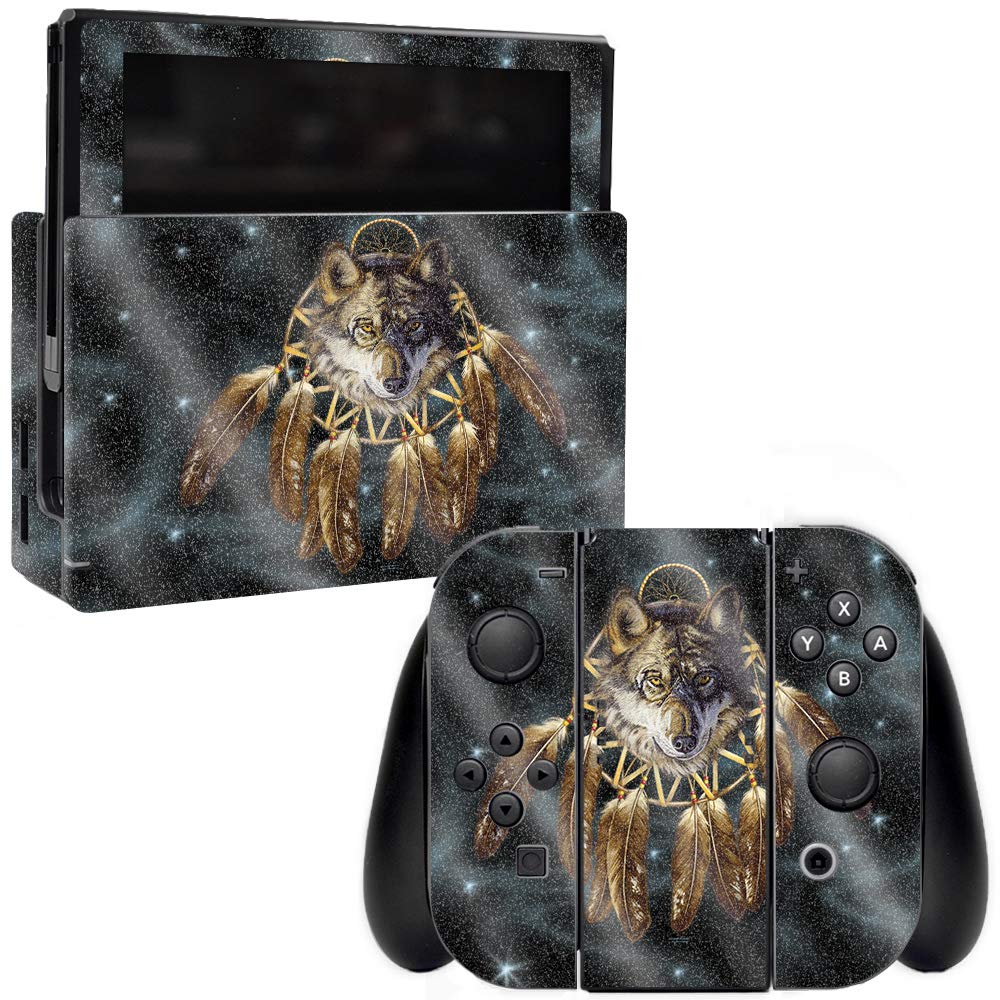 MightySkins Glossy Glitter Skin for Nintendo Switch - Wolf Dreams | Protective & Durable High-Gloss Cover | Easy to Apply & Remove | Made in USA | Perfect for Gaming, Travel & Customization (GL-NISWI-Wolf Dreams)