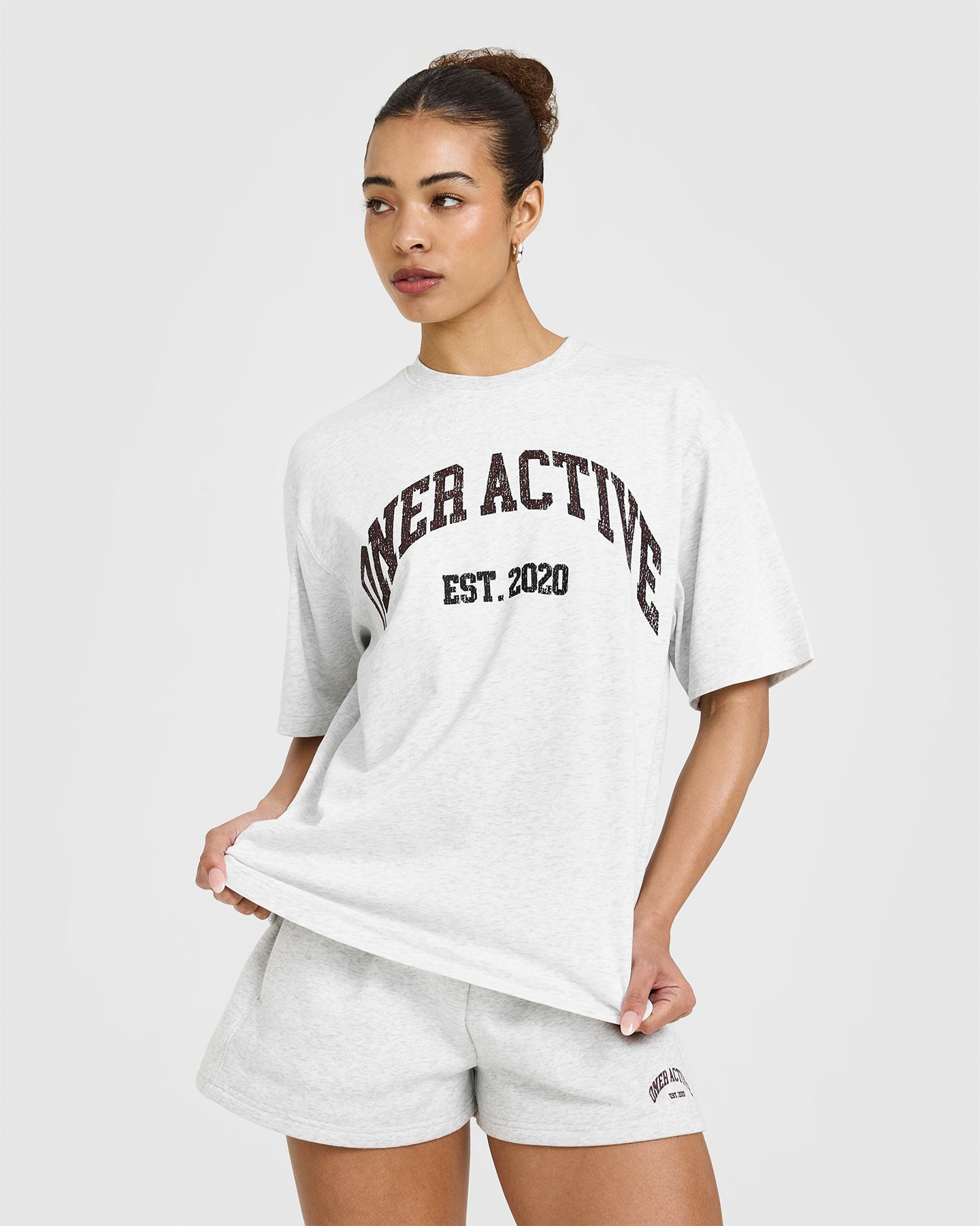 Oner Graphic Washed T-Shirt for Men | Light Grey Marl Cotton Tee | Casual Streetwear & Everyday Comfort