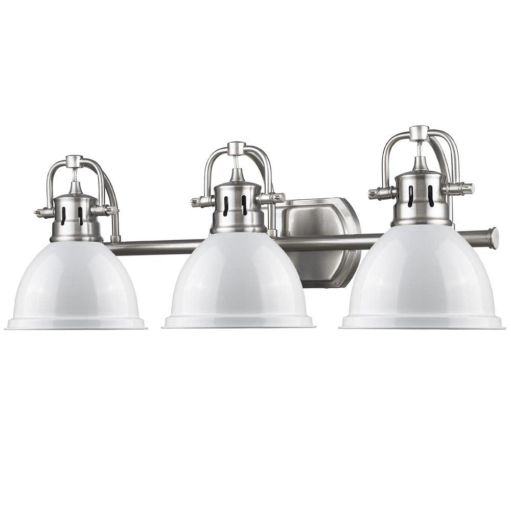 24.5 Inch 3-Light Classic Vanity Light Fixture - Matte Black Finish with Pewter Shade - 8.5