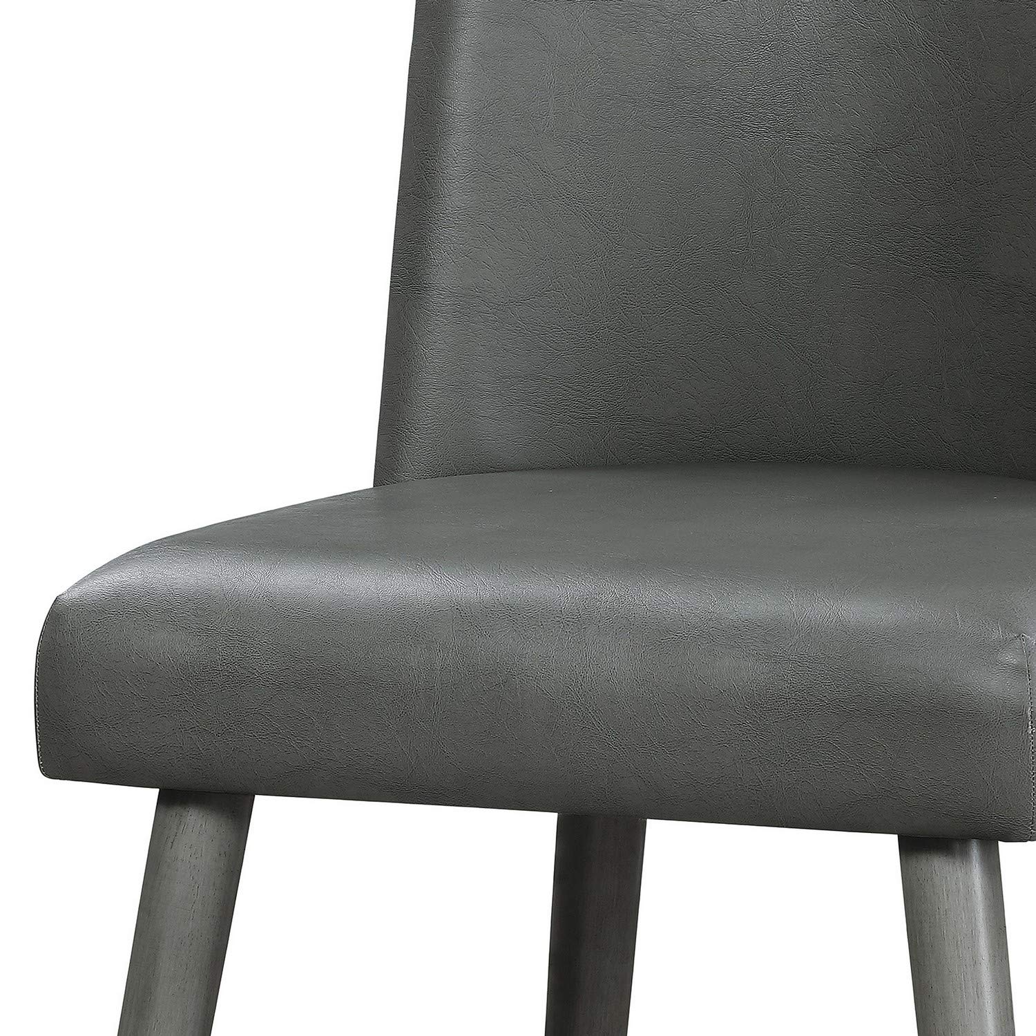 Benjara Leatherette Dining Chairs with Splayed Wooden Legs, Set of 2, Gray - Modern Kitchen & Dining Room Furniture for Home Decor