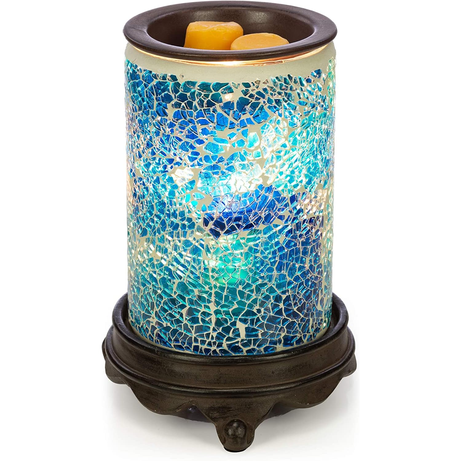VP Home Wall Plug-in Wax Warmer - Mosaic Glass Mediterranean Blue Electric Scented Wax Melter for Essential Oils & Candle Tarts - Aromatherapy Diffuser & Night Light for Bedroom, Bathroom, Office Relaxation