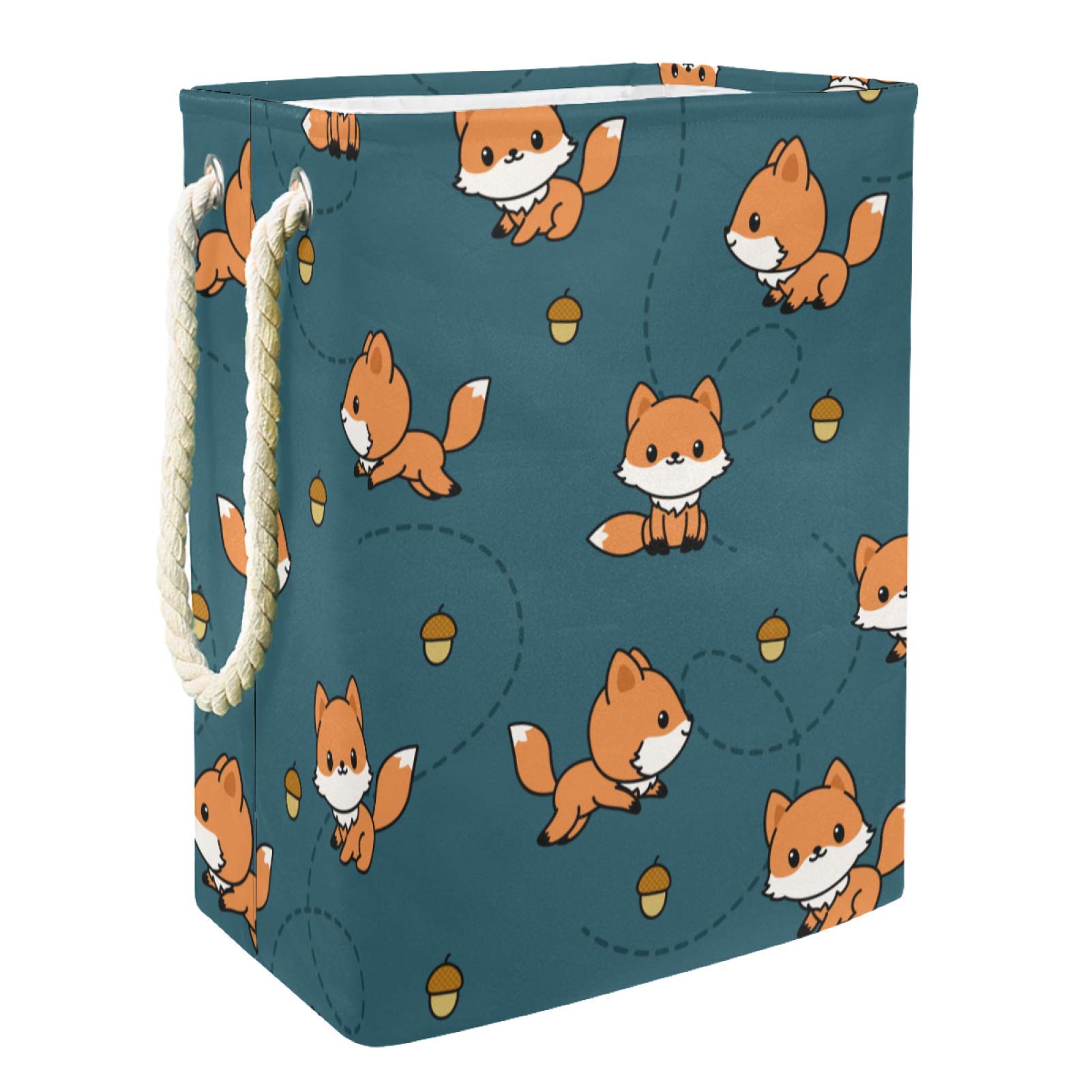 MAPOLO Foldable Laundry Hamper with Handles - Playful Baby Fox Design, Detachable Brackets & Waterproof Fabric for Clothes & Toys Storage - Perfect for Laundry Room, Bedroom, Nursery & Kids' Room Organization