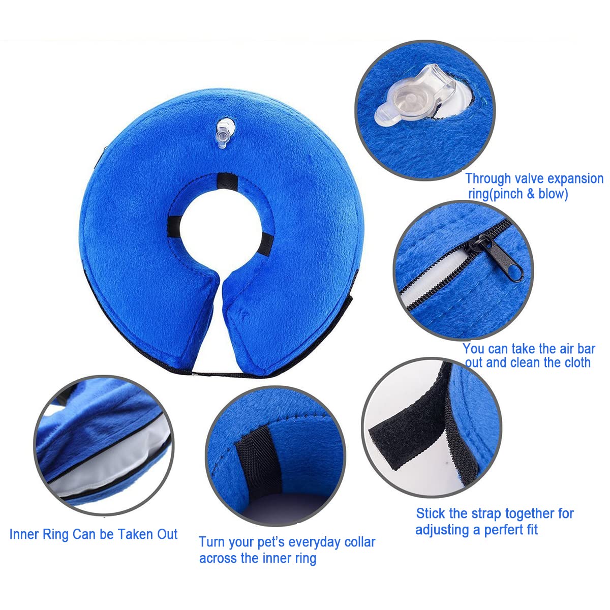 **Soft Inflatable Dog Recovery Collar – Post-Surgery Protective Pet Cone for Dogs & Cats – Prevents Biting & Scratching – Large Size – Ideal for Wound Healing & Comfort After Vet Visits**