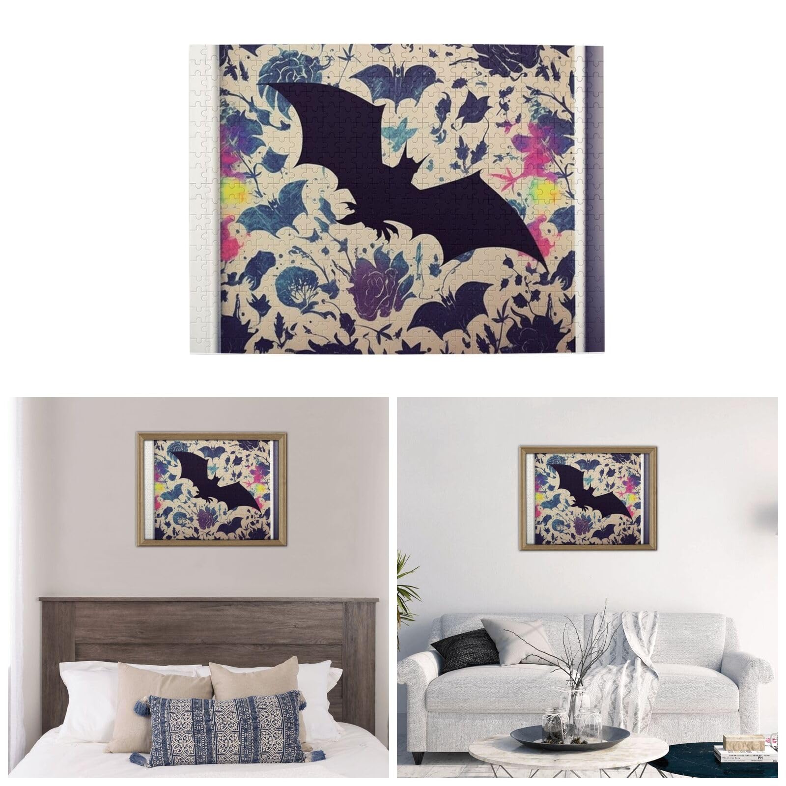 500-Piece Wooden Jigsaw Puzzle with Bat Print - Personalized Photo Puzzle for Adults - Classic Family Game for Wedding, Birthday & Valentine's Day Gifts (20.4