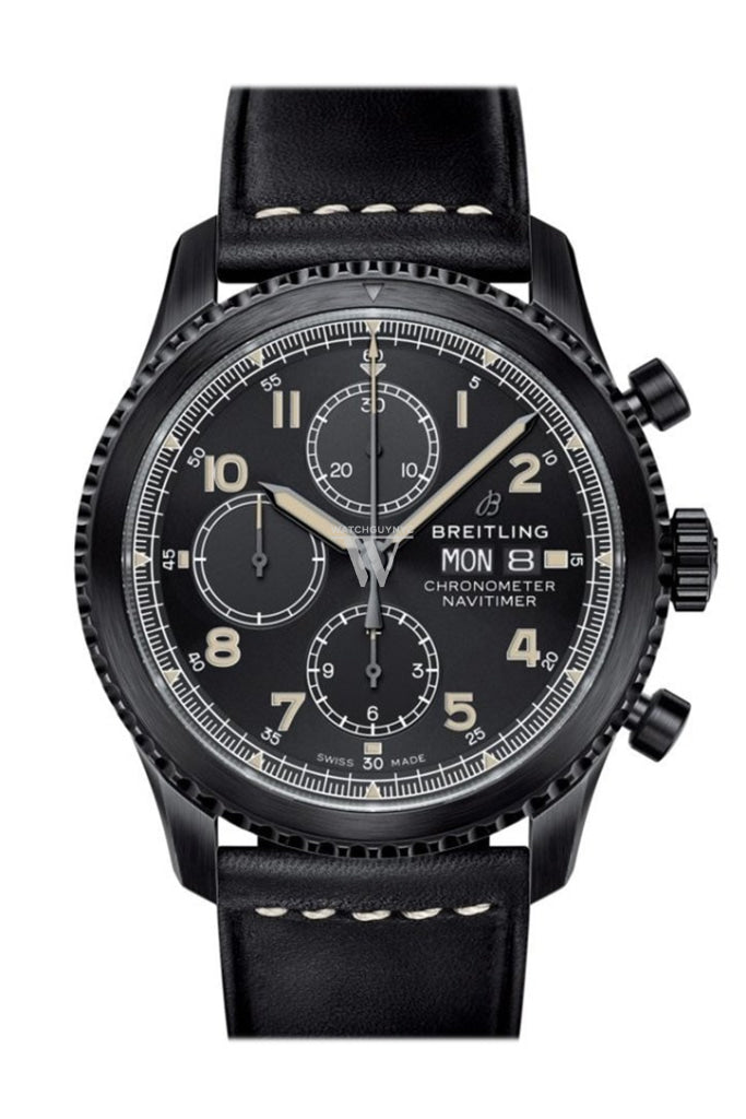 Breitling Navitimer Chronograph Watch - Blue Dial, Black Leather Strap, Tang Buckle, Model M13314101/B1X1 - Perfect for Aviation Enthusiasts & Luxury Watch Collectors