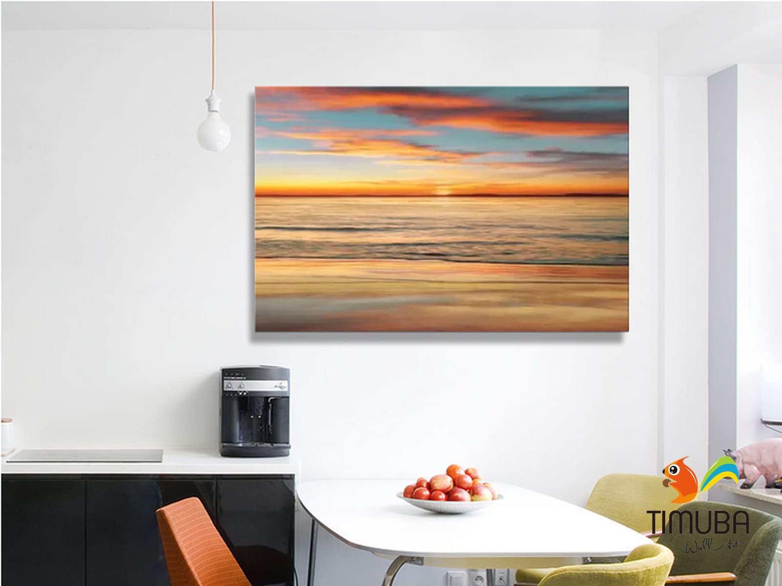 Ocean Wall Art Canvas Print - 32x48 Inch Beach Bathroom Decor, Sunset Seascape Pictures for Living Room & Home Wall Decoration | Perfect for Coastal, Nautical & Bathroom Themes