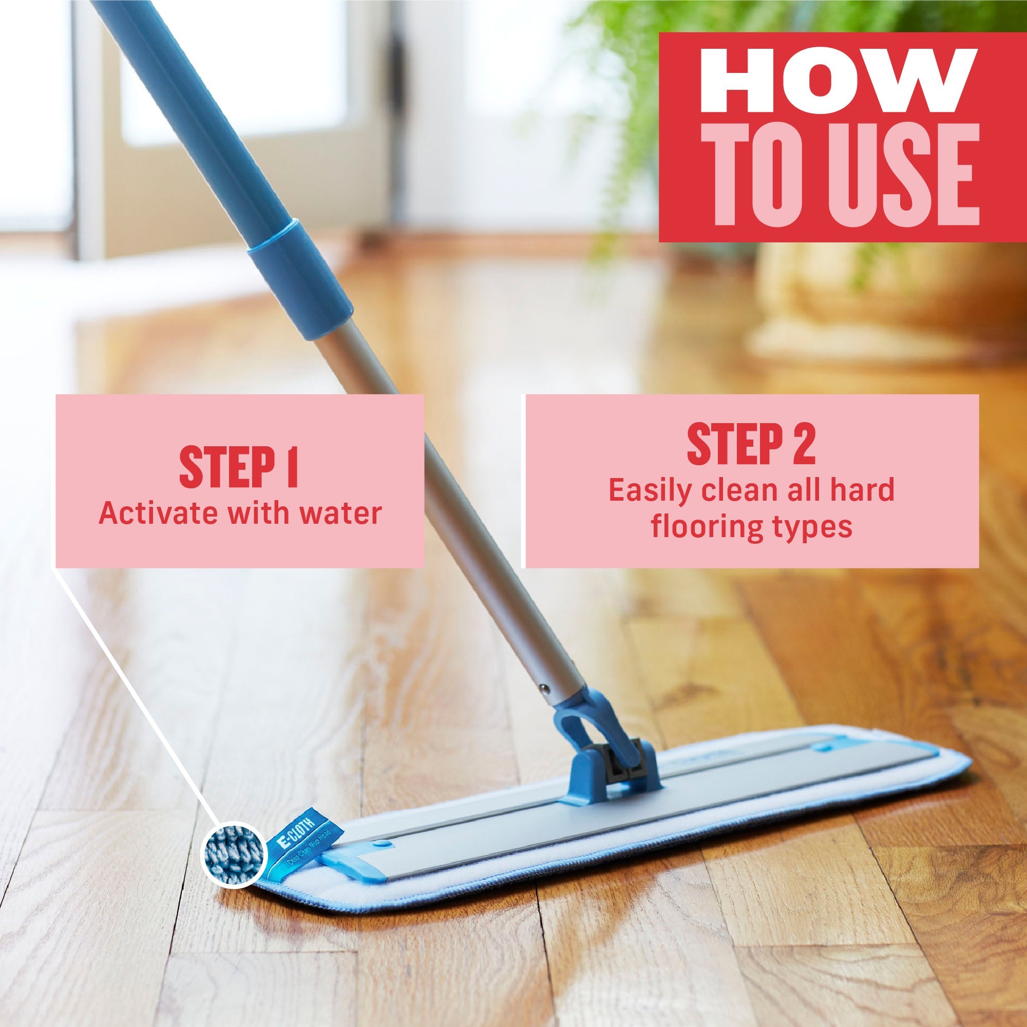 Deep Clean Mop for Hardwood Floors & Tile - Super Absorbent Microfiber Mop Head with 360° Swivel - Perfect for Kitchen, Bathroom & Pet Hair Cleaning