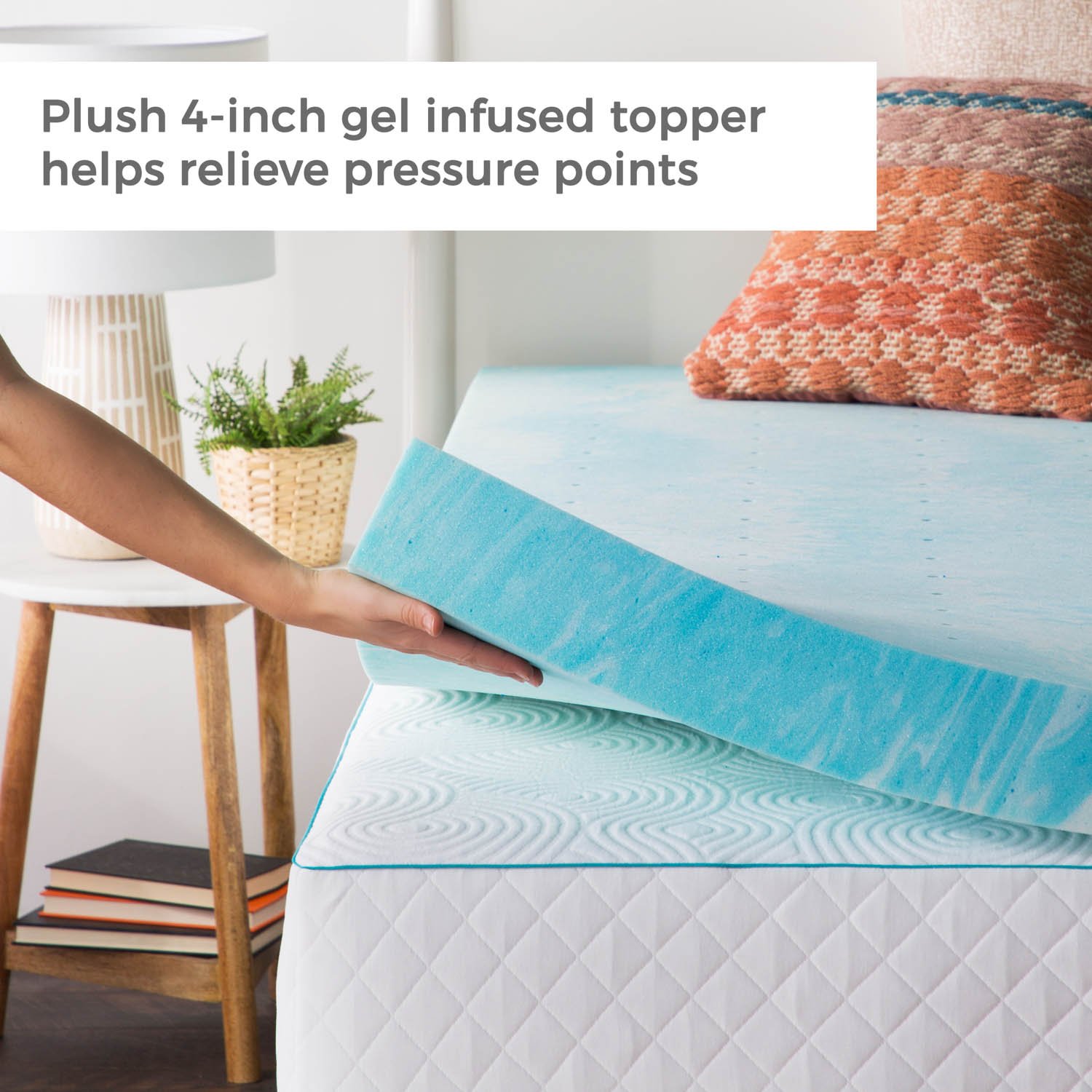 LINENSPA 4 Inch Gel Swirl Memory Foam Mattress Topper - Cooling Gel Infused for Pressure Relief - CertiPUR-US Certified - Full Size - Perfect for Hot Sleepers & Back Pain Relief - Upgrade Your Bedroom Comfort