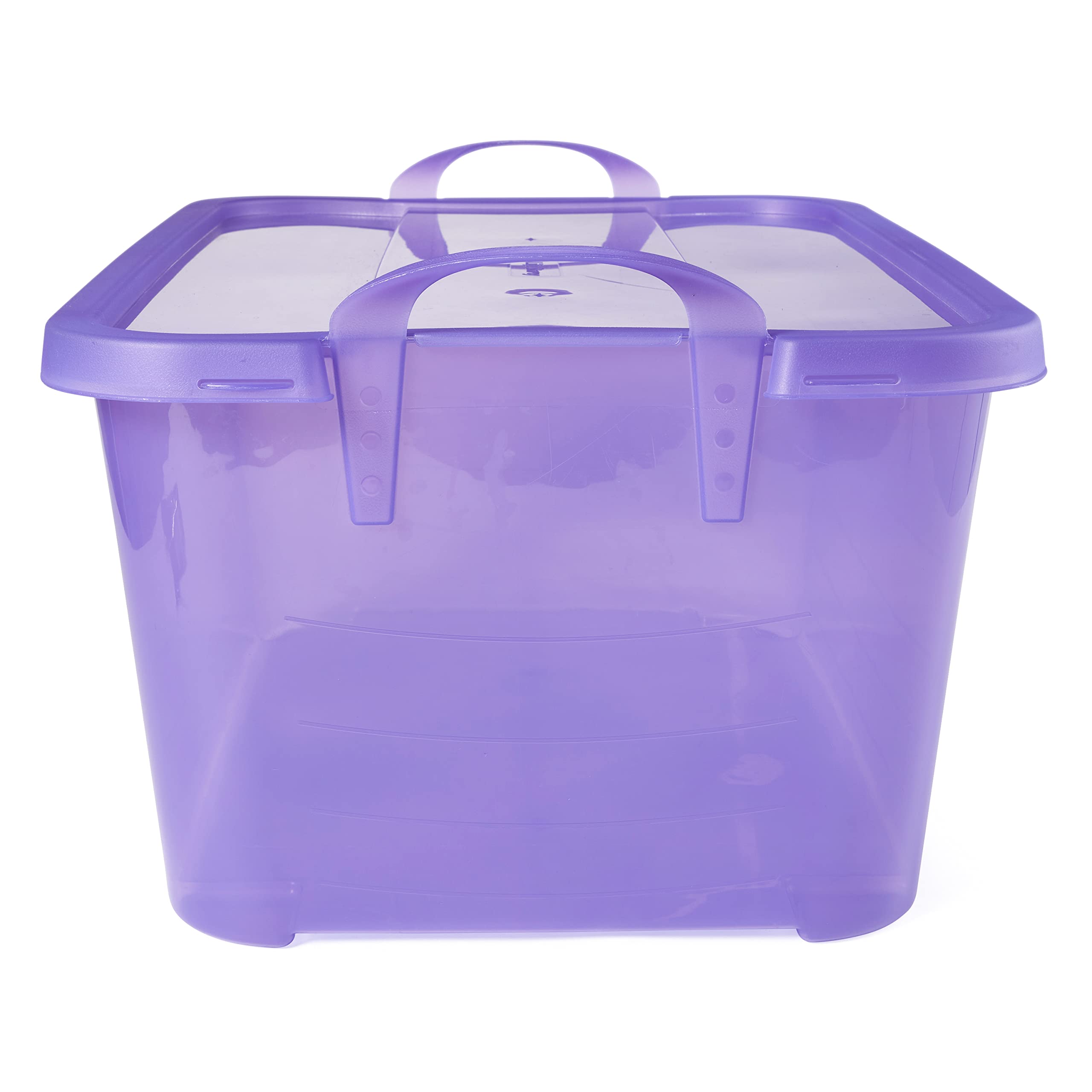 Purple Stackable Closet Storage Boxes - 55 Quart (24 Pack) | Space-Saving Organizer for Bedroom, Closet & Home Organization | Durable Plastic Storage Containers for Clothes, Toys & Seasonal Items