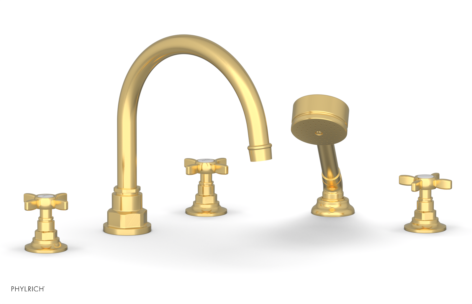 Jamestown Deck Tub Set with Hand Shower - Cross Handles 165 48 - Outdoor/Indoor Freestanding Bathtub for Patio, Garden or Bathroom Relaxation