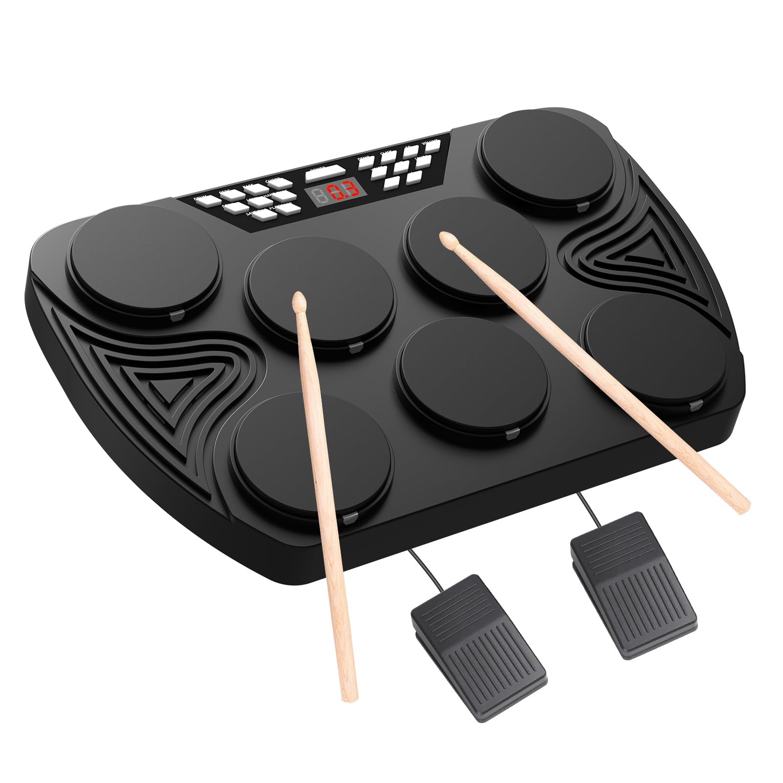 KONIX 7-Pad Electronic Drum Set - Portable Tabletop Digital Drum Kit with Built-in Speakers, Digital Panel & PC Connection - Perfect for Teens & Adult Beginners - Ideal for Home Practice, Studio Recording & Live Performances
