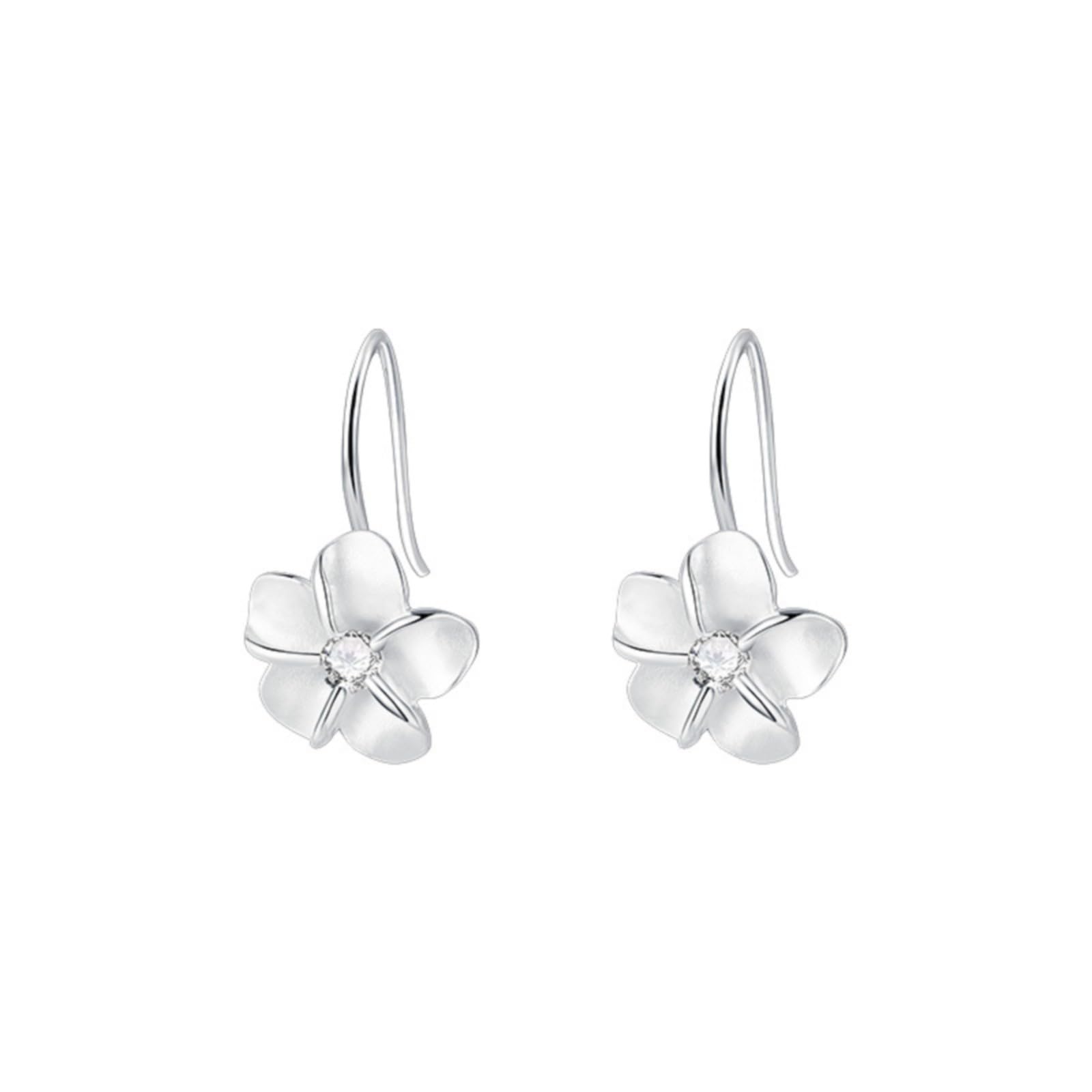 925 Sterling Silver Plumeria Flower Stud Earrings for Women - Hypoallergenic Cubic Zirconia Jewelry Set | Cute Floral Earrings for Birthday, Christmas Gifts | Perfect for Weddings, Parties & Everyday Wear