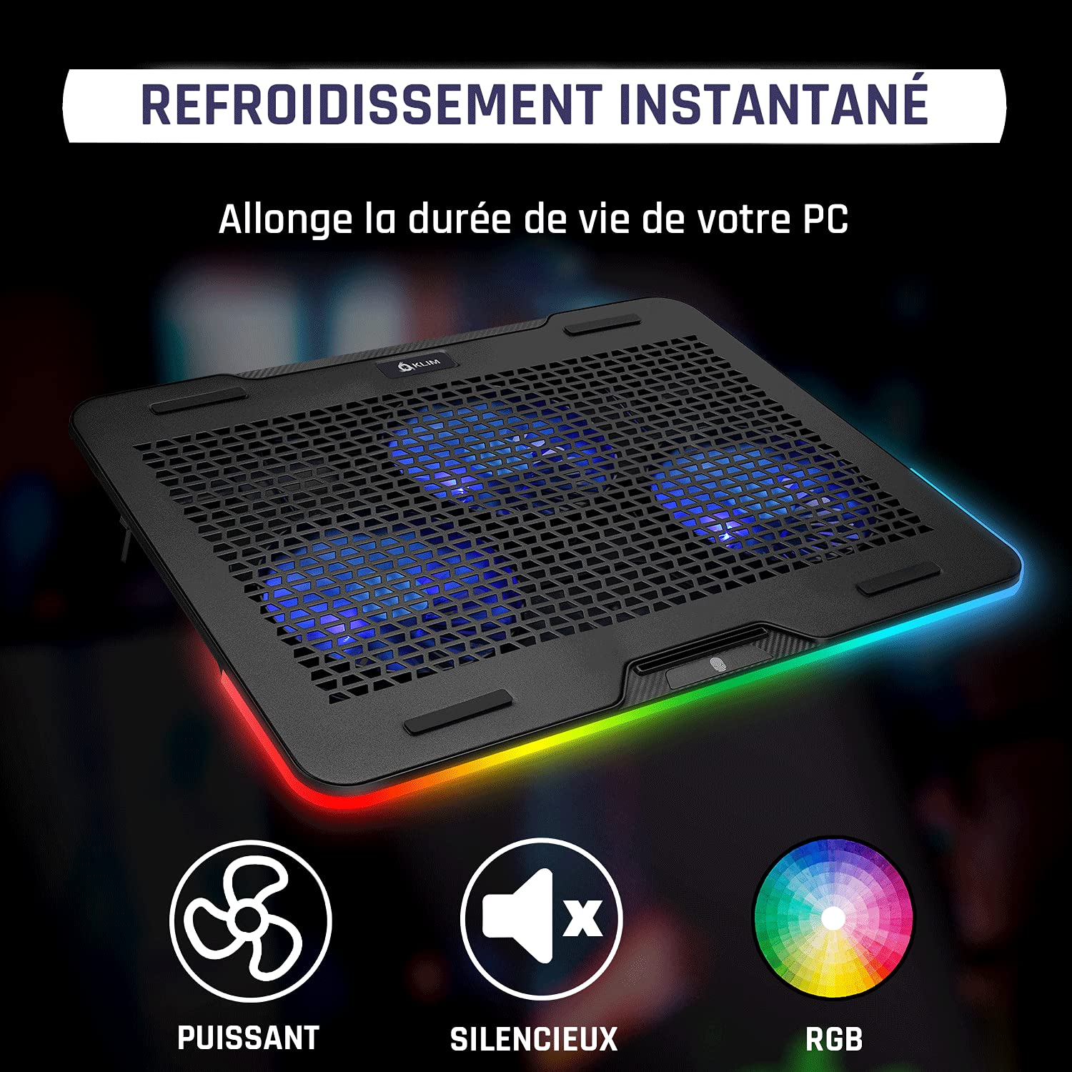 KLIM Aurora Laptop Cooling Pad with RGB Lighting - 11