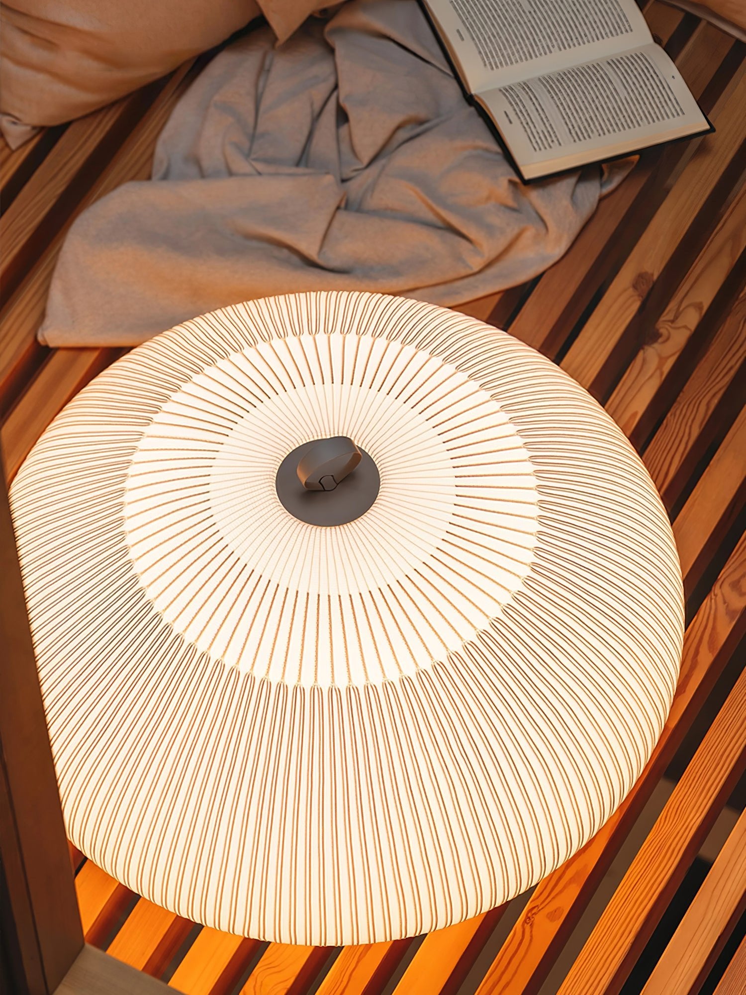 Modern Lantern Knit Table Lamp - Handmade Rattan Woven Nightstand Light for Bedroom, Living Room, Nursery - Cozy Ambient Lighting for Home Decor