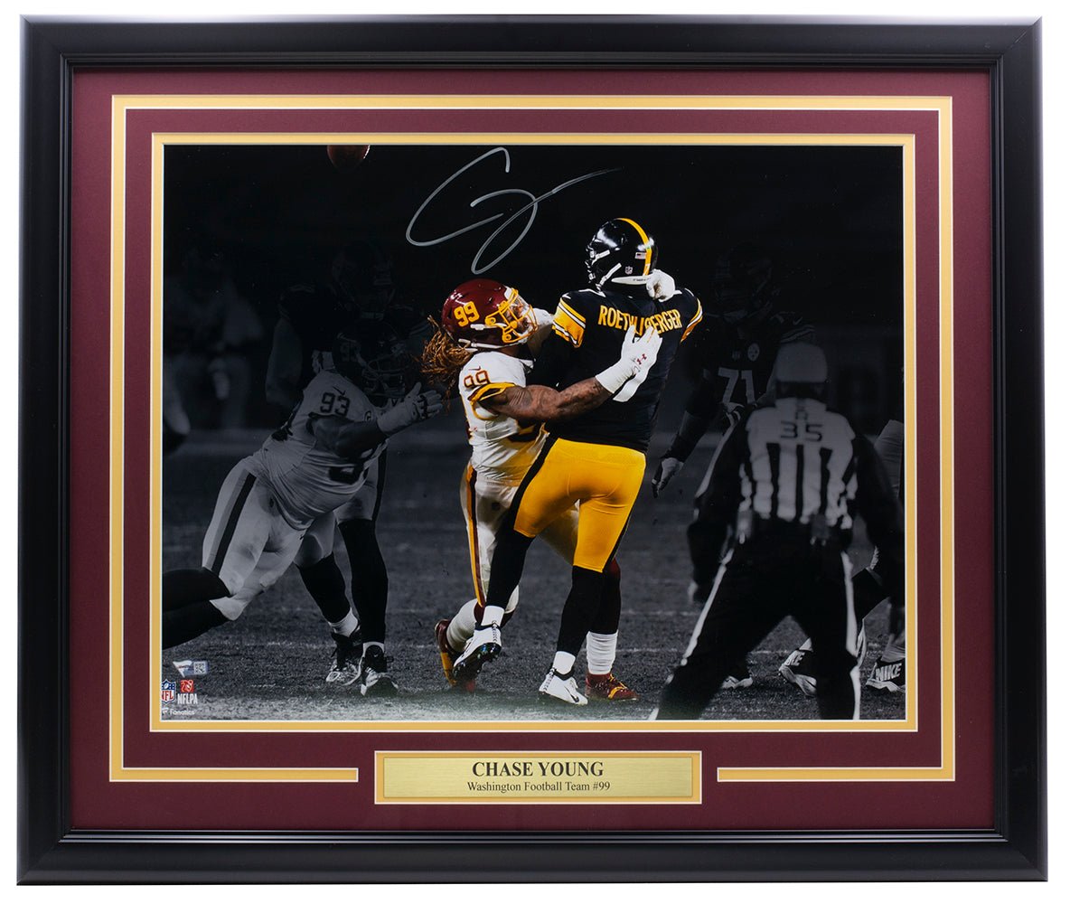 Chase Young Autographed Signed Washington Football Framed 16x20 Photo - Limited Edition Collectible for Sports Fans & Memorabilia Enthusiasts - Perfect for Man Cave, Game Room, or Office Decor