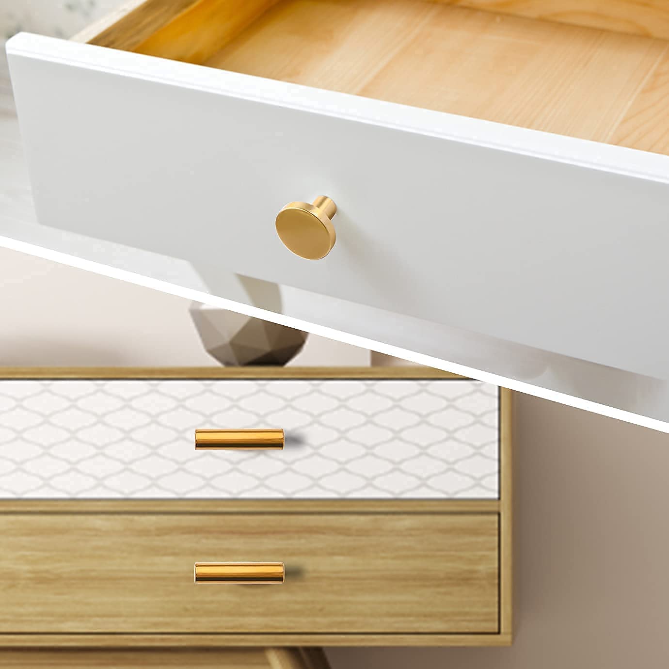 Stainless Steel Cabinet Knobs - 6 Pack Silver T-Bar Drawer Pulls for Kitchen Cabinets, Single Hole Furniture Handles (50mm/2 Inch Length, Gold 2) - Perfect for Modern Home & Office Storage Organization