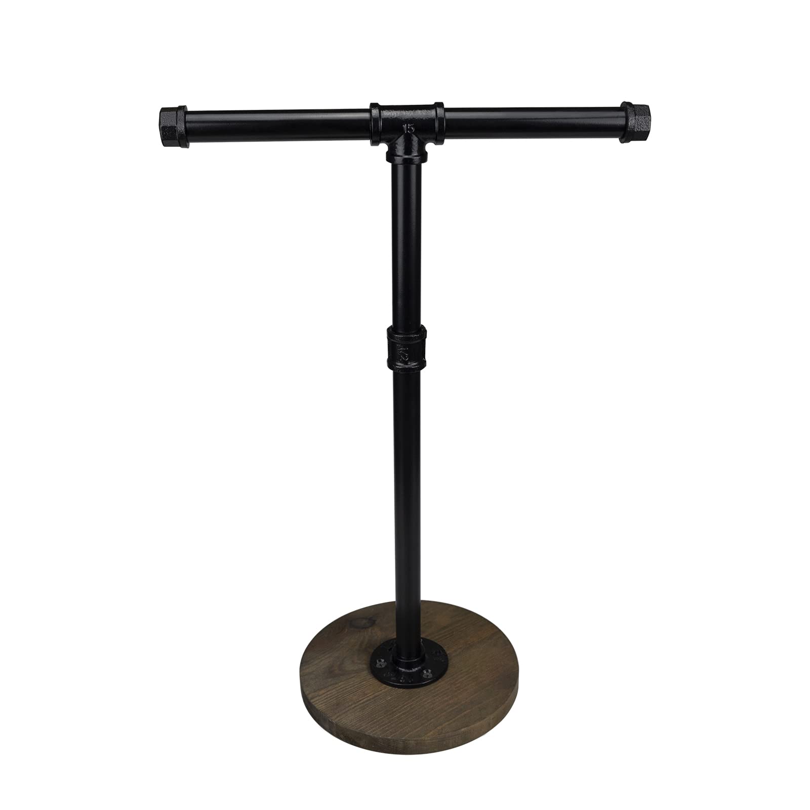 Industrial Pipe Towel Holder with Wood Base - Heavy Duty Free Standing Hand Towel Stand for Farmhouse Bathroom & Kitchen Countertop - Perfect for Rustic Decor & Small Space Organization