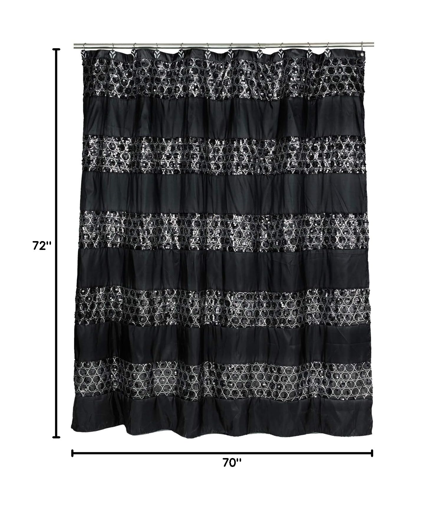Premium 4-Piece Bathroom Set - Shower Curtain, Hooks, Contour Mat & Bath Rug - Waterproof & Non-Slip - Modern Black Bath Accessories for Home & Hotel Use