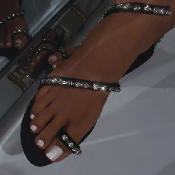 Black Diamond Sandals for Women - Elegant & Comfortable Summer Shoes for Beach, Wedding, and Casual Outings