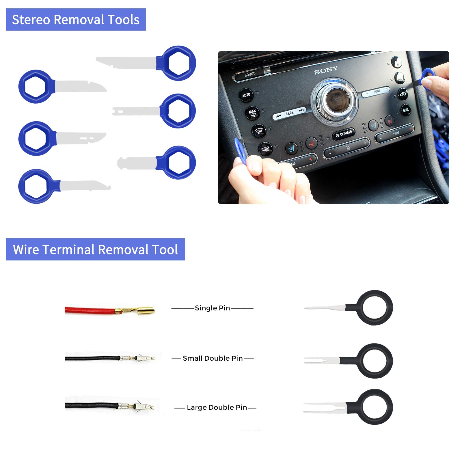 Wetado 200PCS Auto Trim Removal Tool Kit - Plastic Panel Fastener Remover with Clip Pliers for Car Door Panel Audio Installation & Repair (Blue+Orange) - Perfect for DIY Auto Detailing & Professional Mechanics