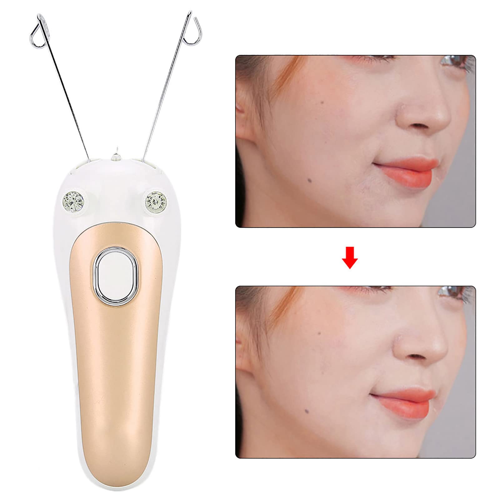 Electric Facial Hair Remover for Women - Painless Epilator & Threading Device for Face, Arms, Legs | Portable Hair Removal Tool for Smooth Skin | Perfect for Home & Travel Use (Pink/Gold)