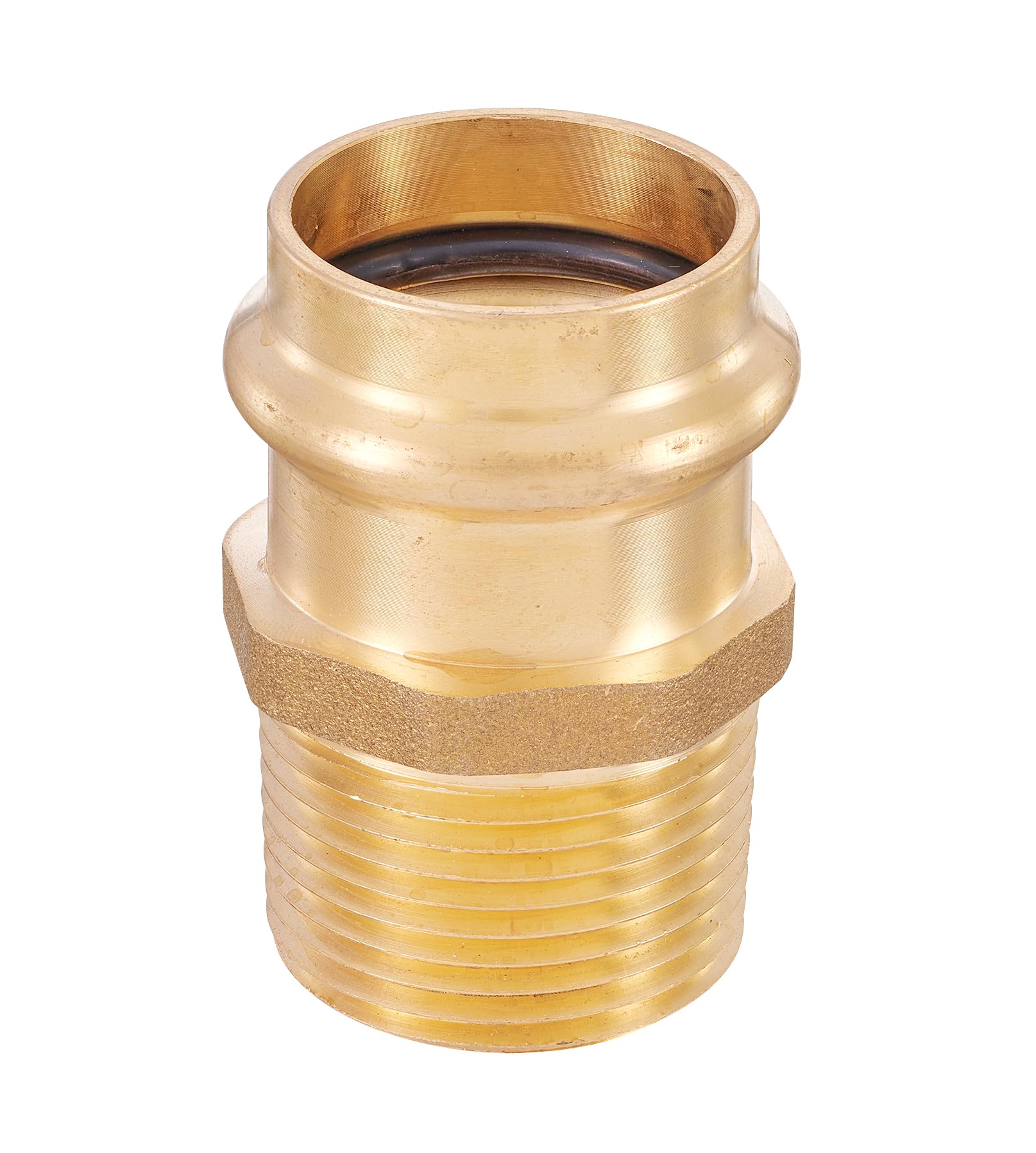 2-Pack EFIELD 1-Inch Press Brass x 1-Inch Male NPT Full Port Coupling Adapters - Perfect for Plumbing, HVAC, and Water Supply Systems