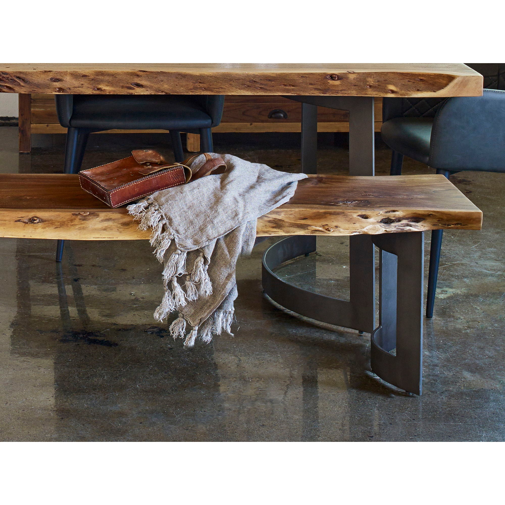 Large Bent Wood Bench with Natural Stain - Perfect for Patio, Garden, and Outdoor Relaxation