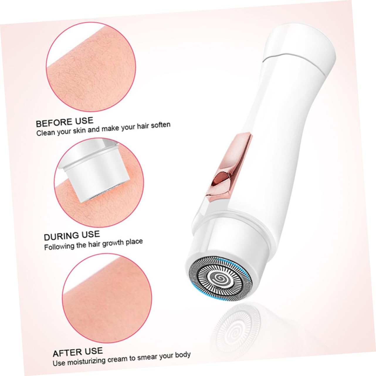 Balacoo Electric Bikini Shaver for Women - Rechargeable Pubic Hair Trimmer, Facial Epilator & Body Groomer - Painless Hair Removal for Bikini Line, Legs & Underarms - Portable & Waterproof White Trimmer for Travel & Home Use