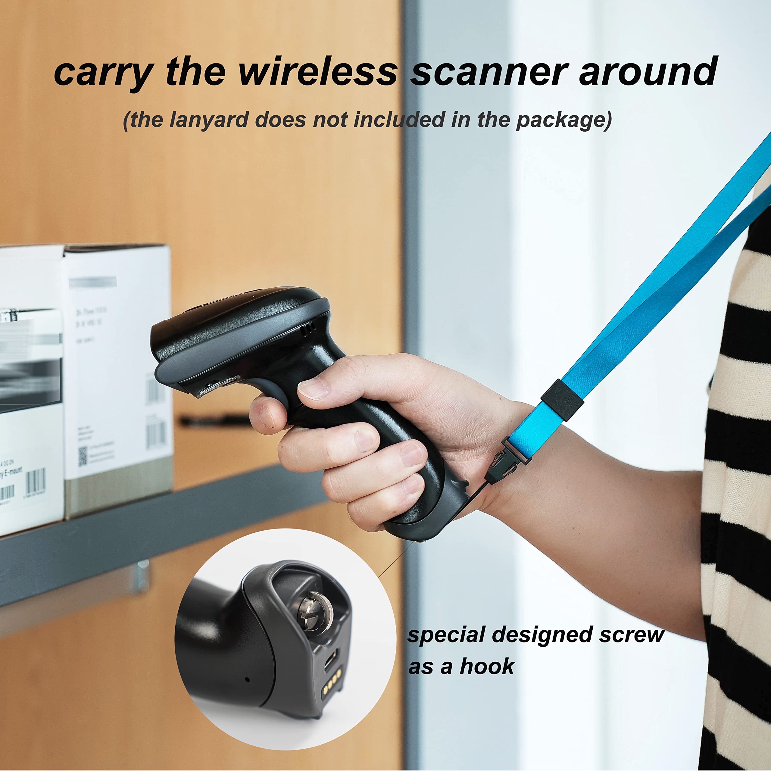 TEEMI Wireless Bluetooth Barcode Scanner - QR & Barcode Reader with USB Cradle, Replaceable Battery, Hands-Free Auto Scanning & Advanced Data Parsing for Retail, Warehouse, and Inventory Management