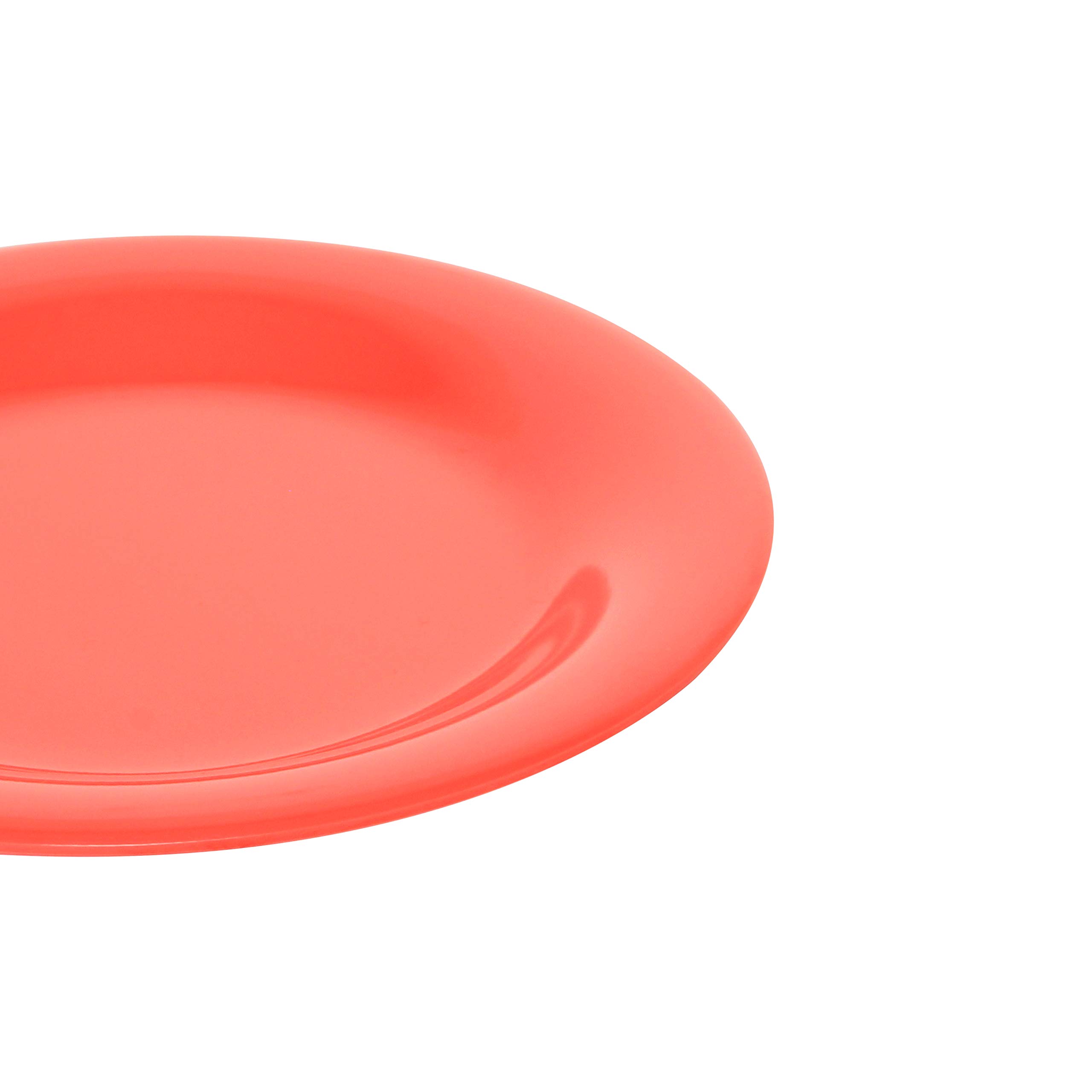 Orange Melamine Dinnerware Set - 5.5 Inch Wide Rim Round Plates (12-Pack) | Durable, Lightweight & Shatterproof Plates for Outdoor Dining, Picnics, BBQs & Camping