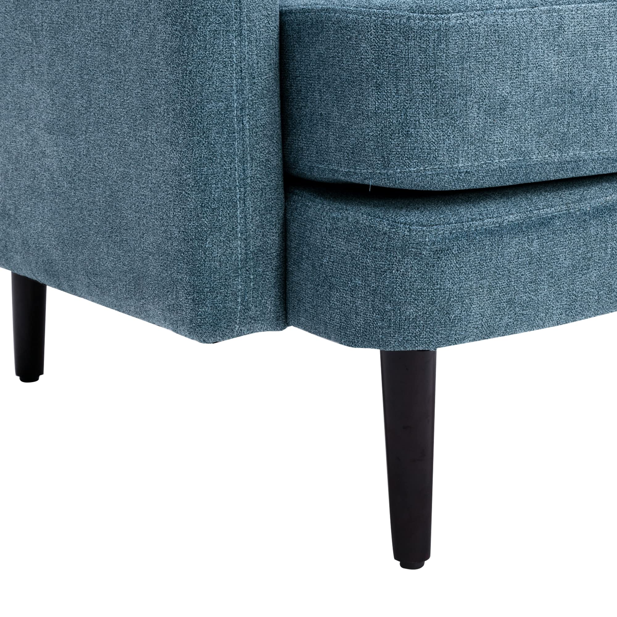 Modern Fabric Accent Arm Chair - High Back Comfy Single Sofa Chair with Solid Wood Legs & Pillow - Navy Blue Living Room, Bedroom, Reading Nook Seating - Perfect for Relaxing, Reading & Home Decor