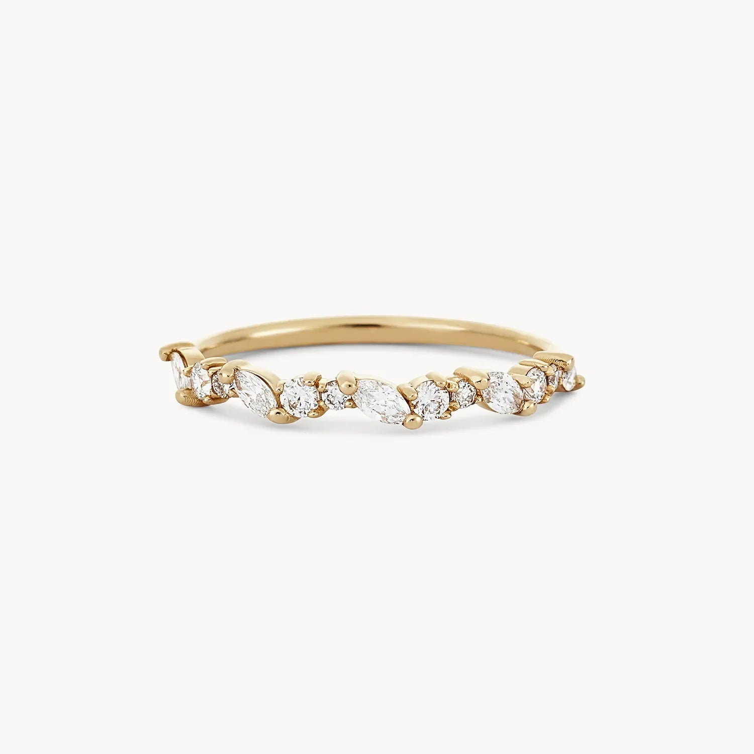 14K Yellow Gold & White Diamond LEGACY Reverie Band Ring - Size 8 & 9 - Elegant Wedding, Anniversary & Special Occasion Jewelry Gift