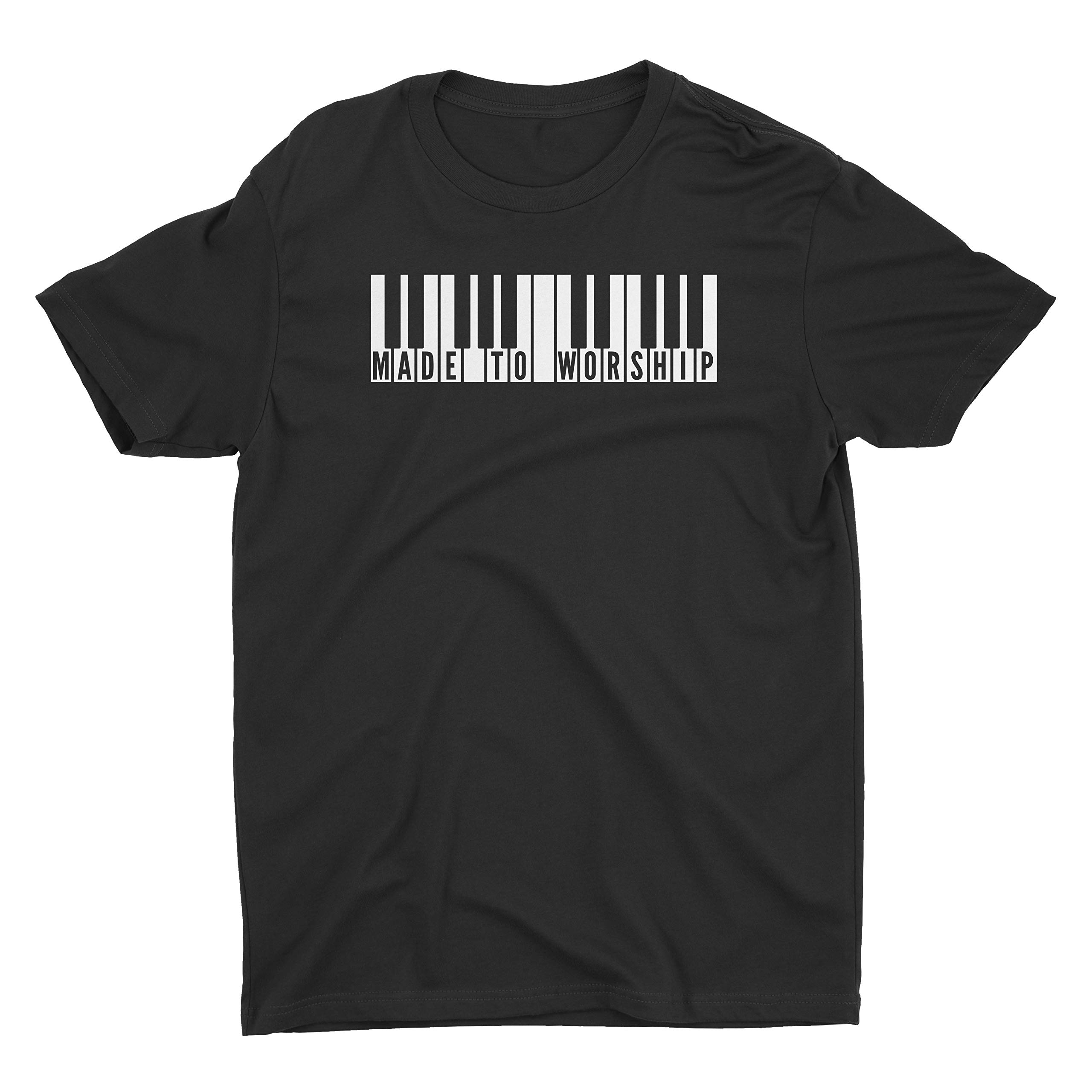 Made to Worship Christian Piano T-Shirt - Religious Music Lover Tee for Church, Worship Services & Christian Concerts
