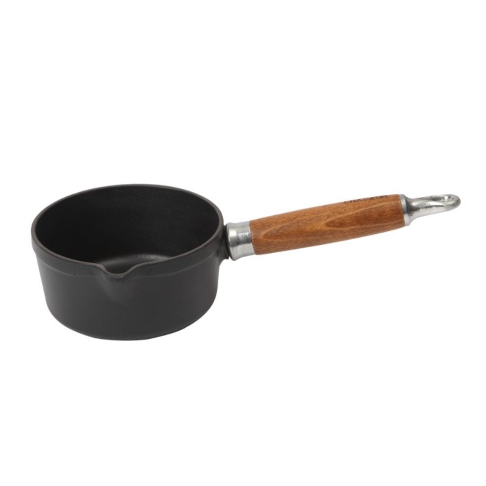 Chasseur 14cm Milk Pan - Premium Matt Black Enamel Saucepan for Coffee, Tea & Hot Chocolate - Perfect for Stovetop & Milk Frothing