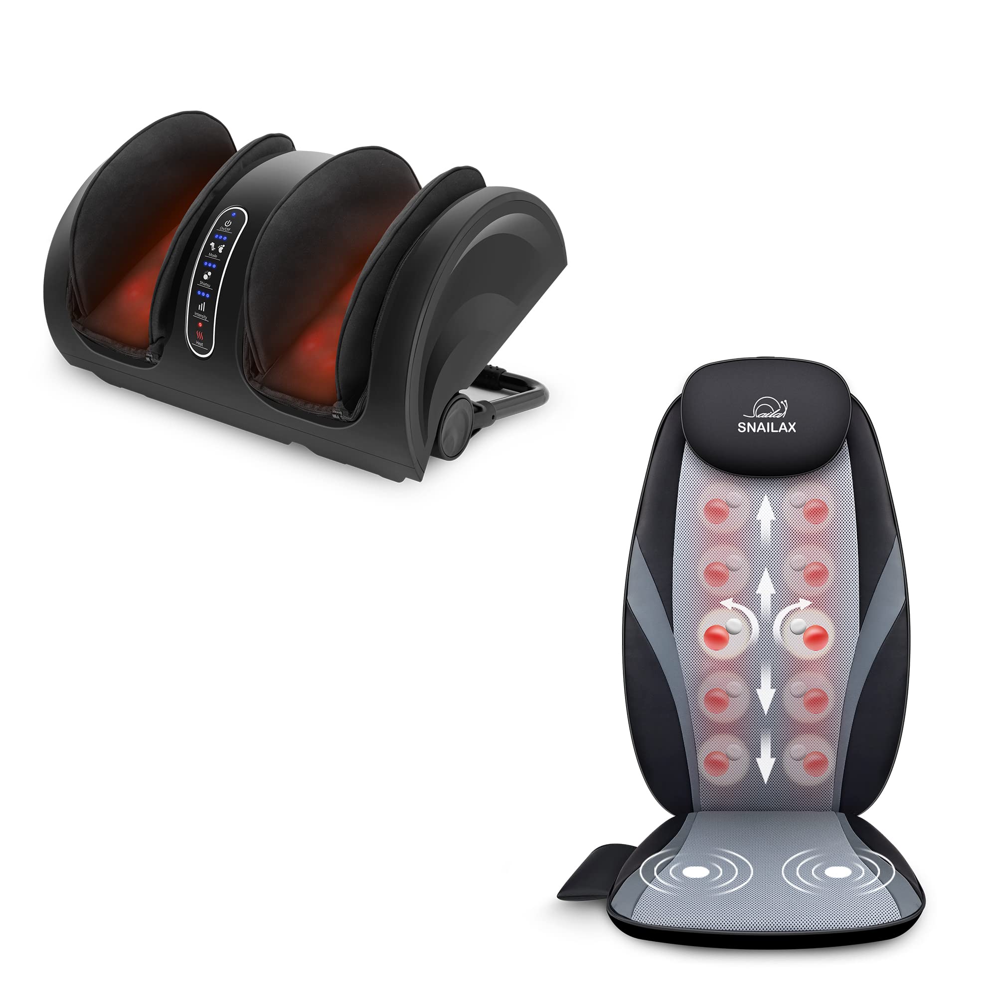 Snailax Shiatsu Massage Cushion with Heat - Kneading Back Massager for Home & Office - Foot Massager Machine with Heating - Perfect for Stress Relief & Muscle Relaxation at Work or Home