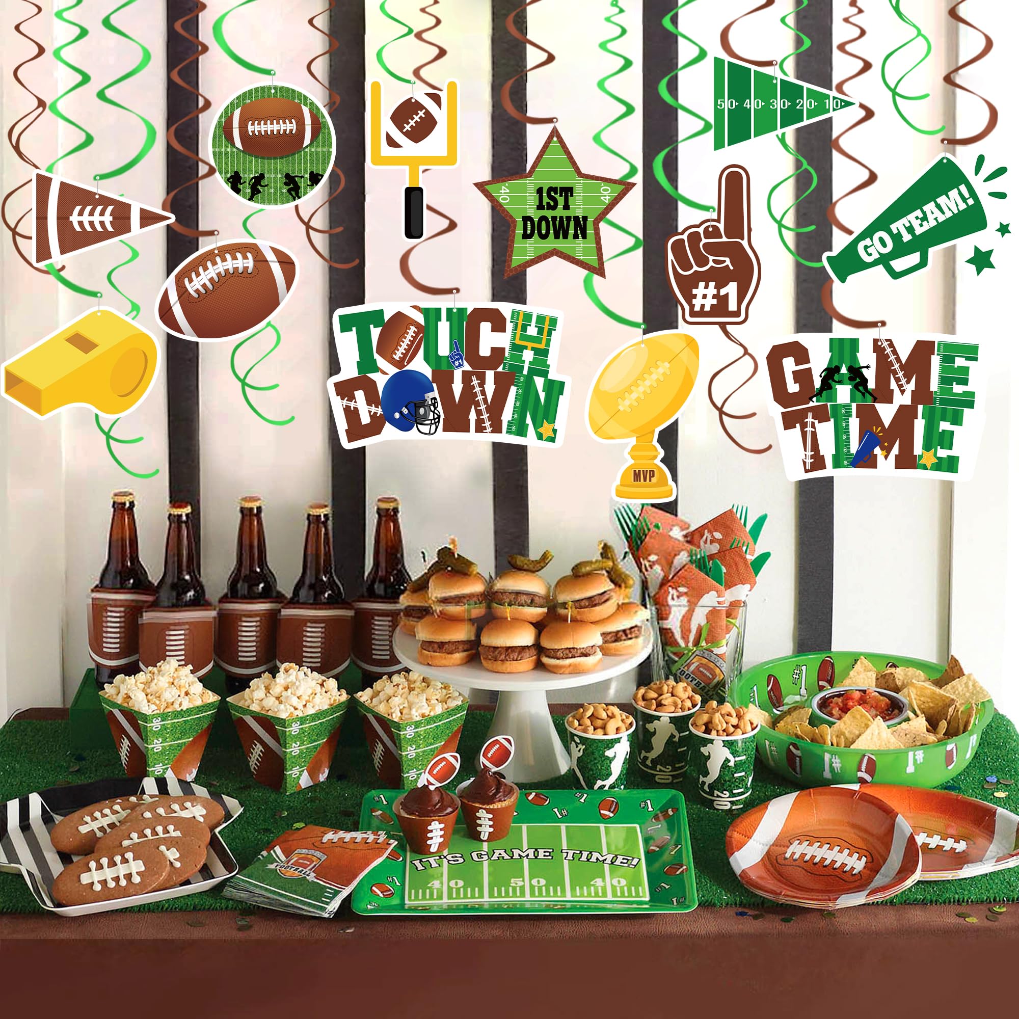 36 Pcs Football Hanging Swirls Decorations - American Football Theme Party Supplies for Super Bowl, Game Day & Sports Events - Perfect for Ceiling Decor, Tailgating & Home Football Parties