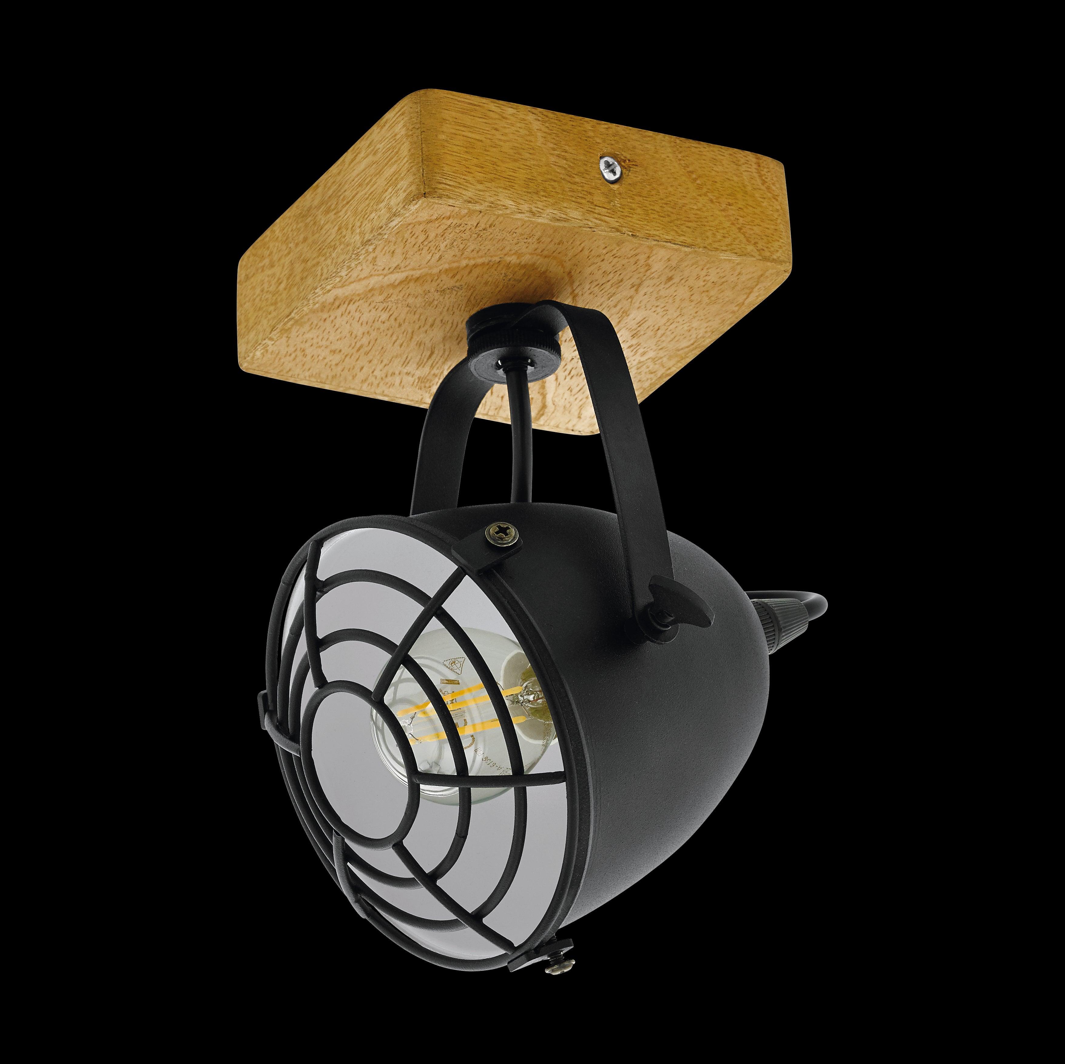 Eglo Gatebeck Modern Wood & Black Wall Spotlight - Adjustable Indoor/Outdoor Lighting for Living Room, Bedroom, Patio & Garden Decor