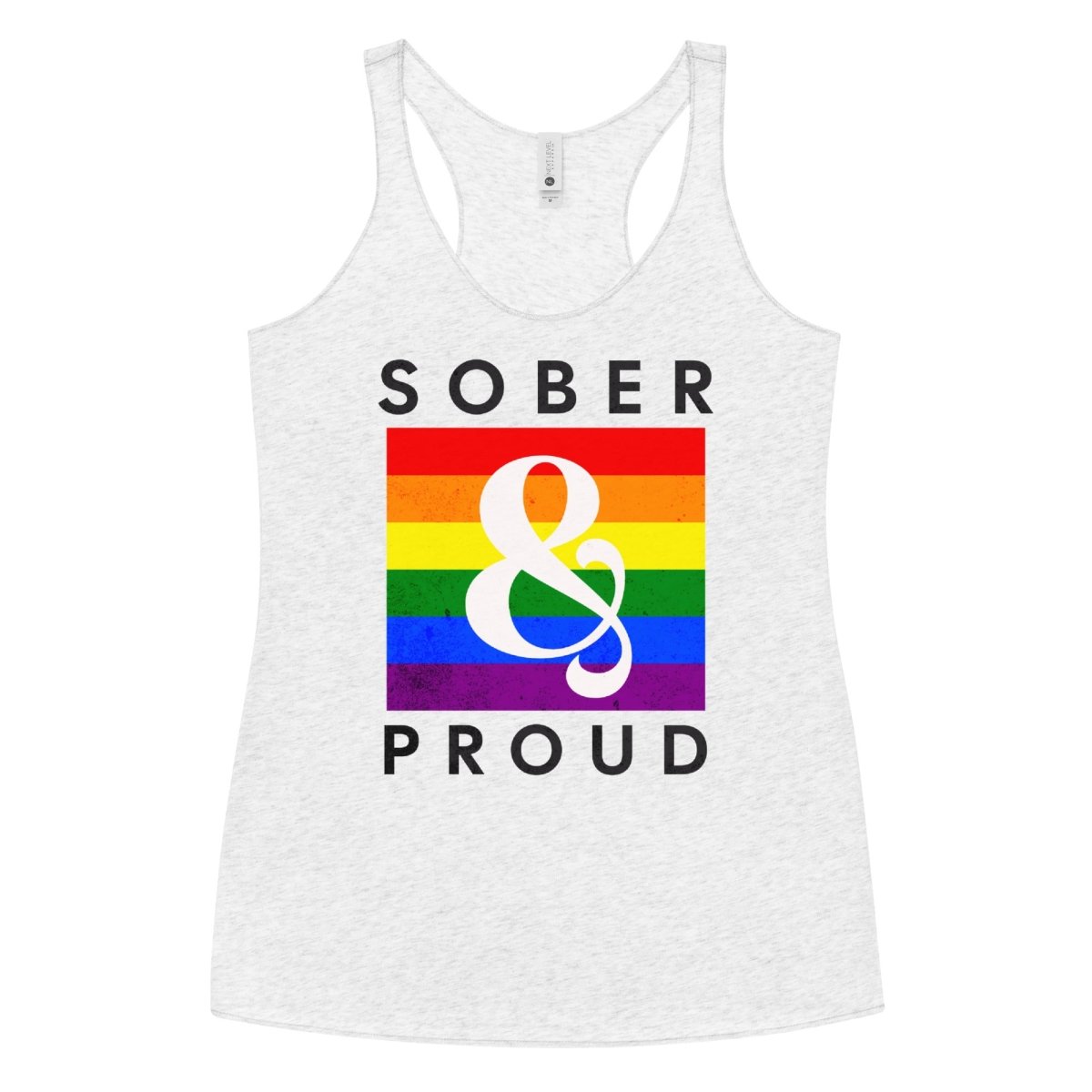 Sober & Proud Rainbow Racerback Tank Top for Women - Comfortable Workout & Yoga Top for Recovery & Pride Events