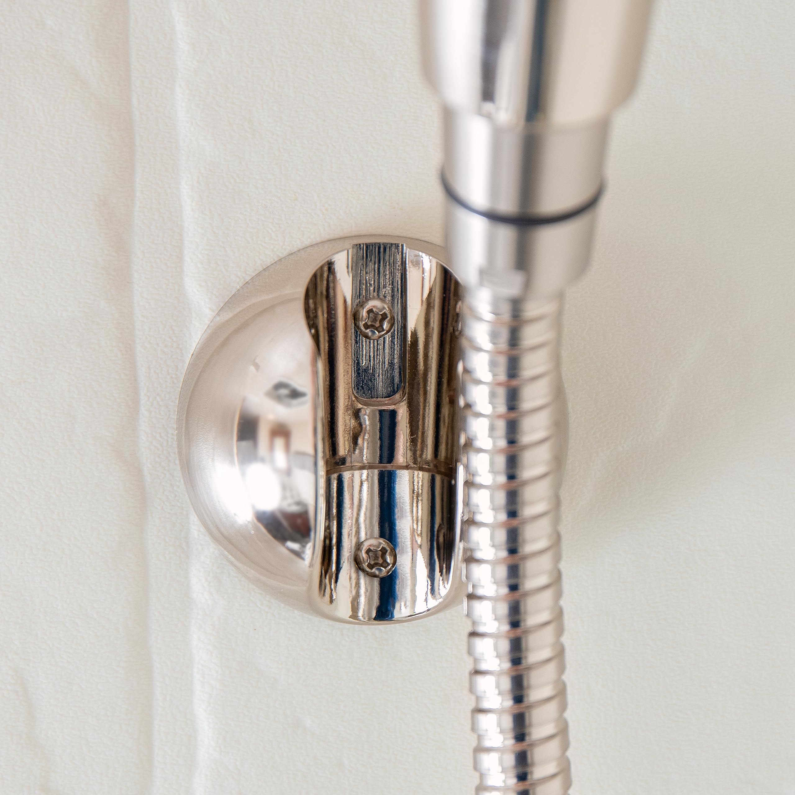 Camco Complete RV/Marine Shower Head Kit with On/Off Switch - 5 Adjustable Spray Patterns, Brushed Nickel Finish (43747) | Water Saving Shower for RV, Boat & Tiny Homes