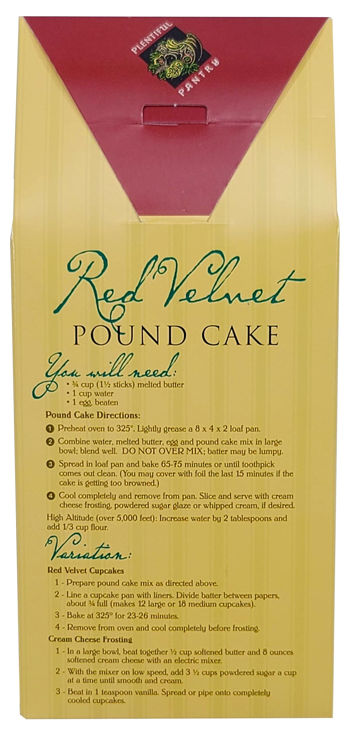 Plentiful Pantry Red Velvet Pound Cake Mix - 16oz (Just Add 3 Ingredients) - Easy Homemade Baking Mix for Parties, Desserts & Holiday Treats