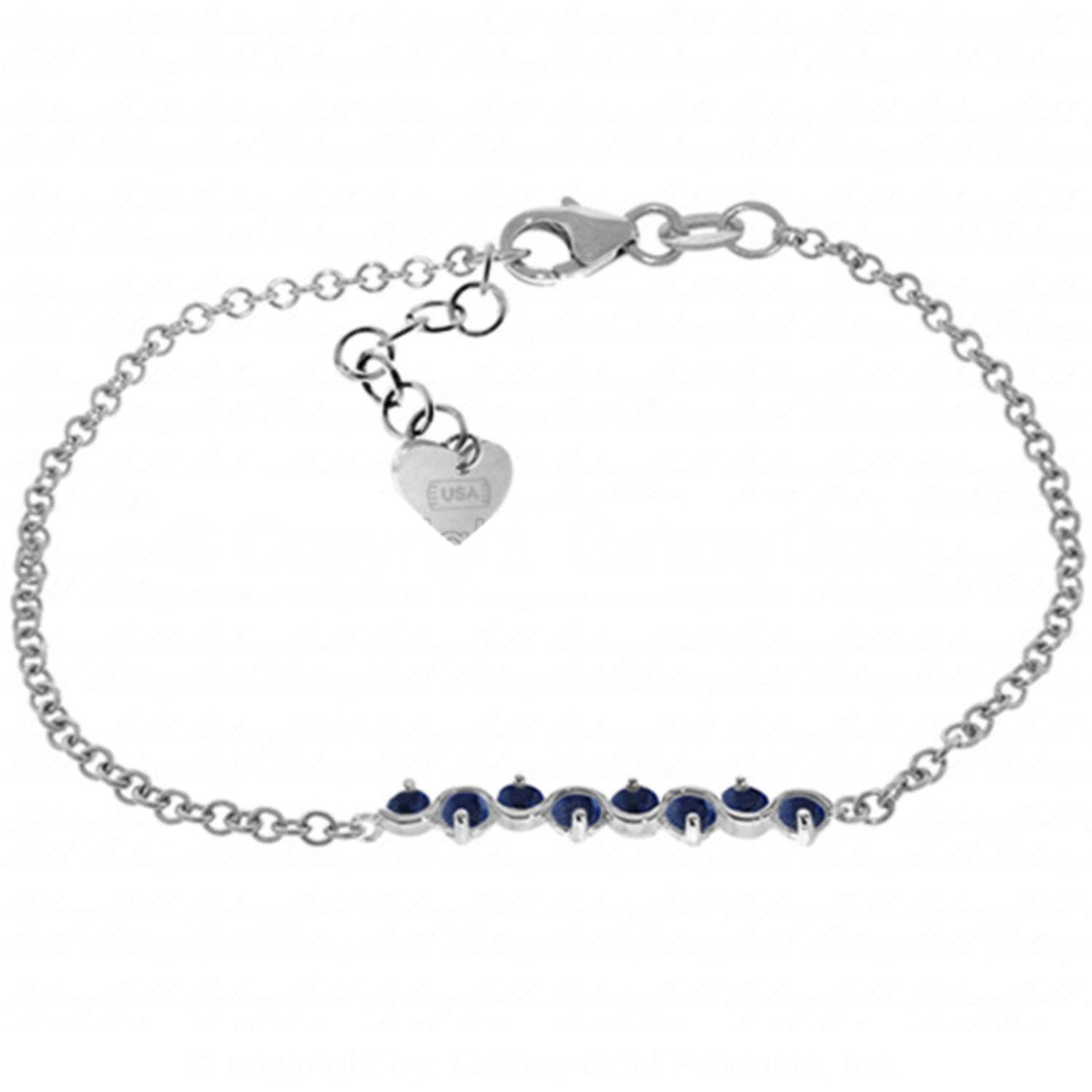 1.55 Carat Natural Sapphire 14k Solid White Gold Bracelet for Women - Elegant Jewelry Gift for Anniversary, Birthday & Special Occasions