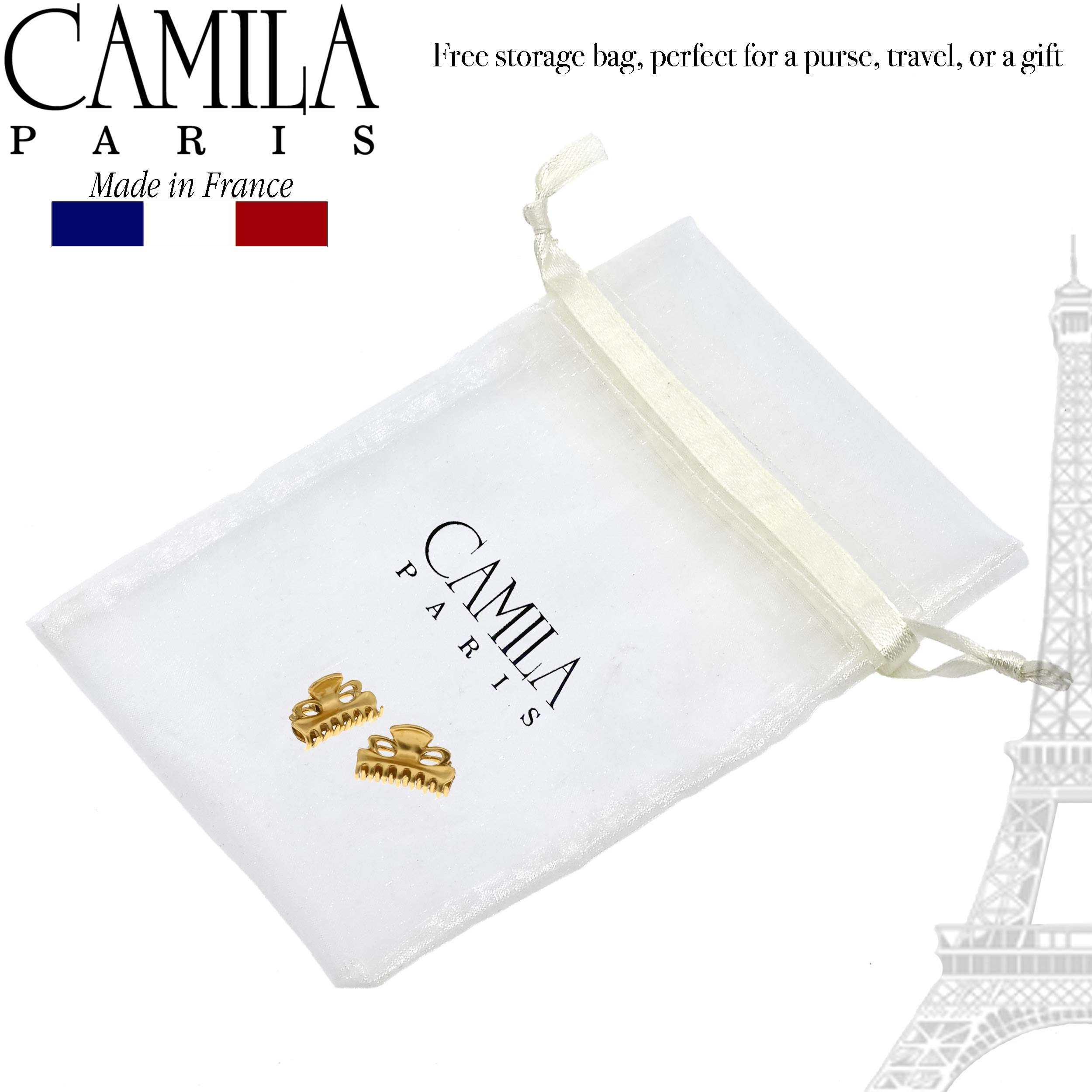 Camila Paris CP2921/2 French Hair Clips for Women - Set of 2 Small 1 Inch Gold Hair Claw Clips | Durable Fashion Hair Accessories with Strong Hold Grip | Made in France | Perfect for Everyday Styling, Updos, and Ponytails